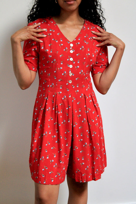 Scarlett Red Tulip Print Romper