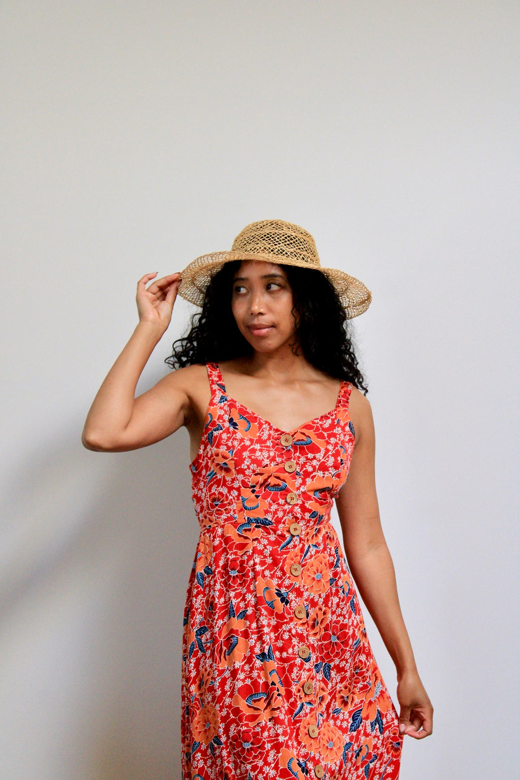 Cut-Out Tropical Midi Dress