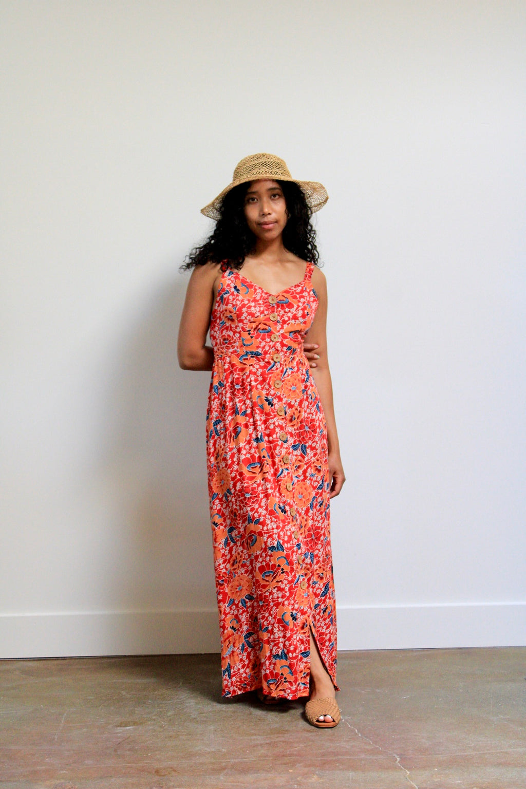 Cut-Out Tropical Midi Dress