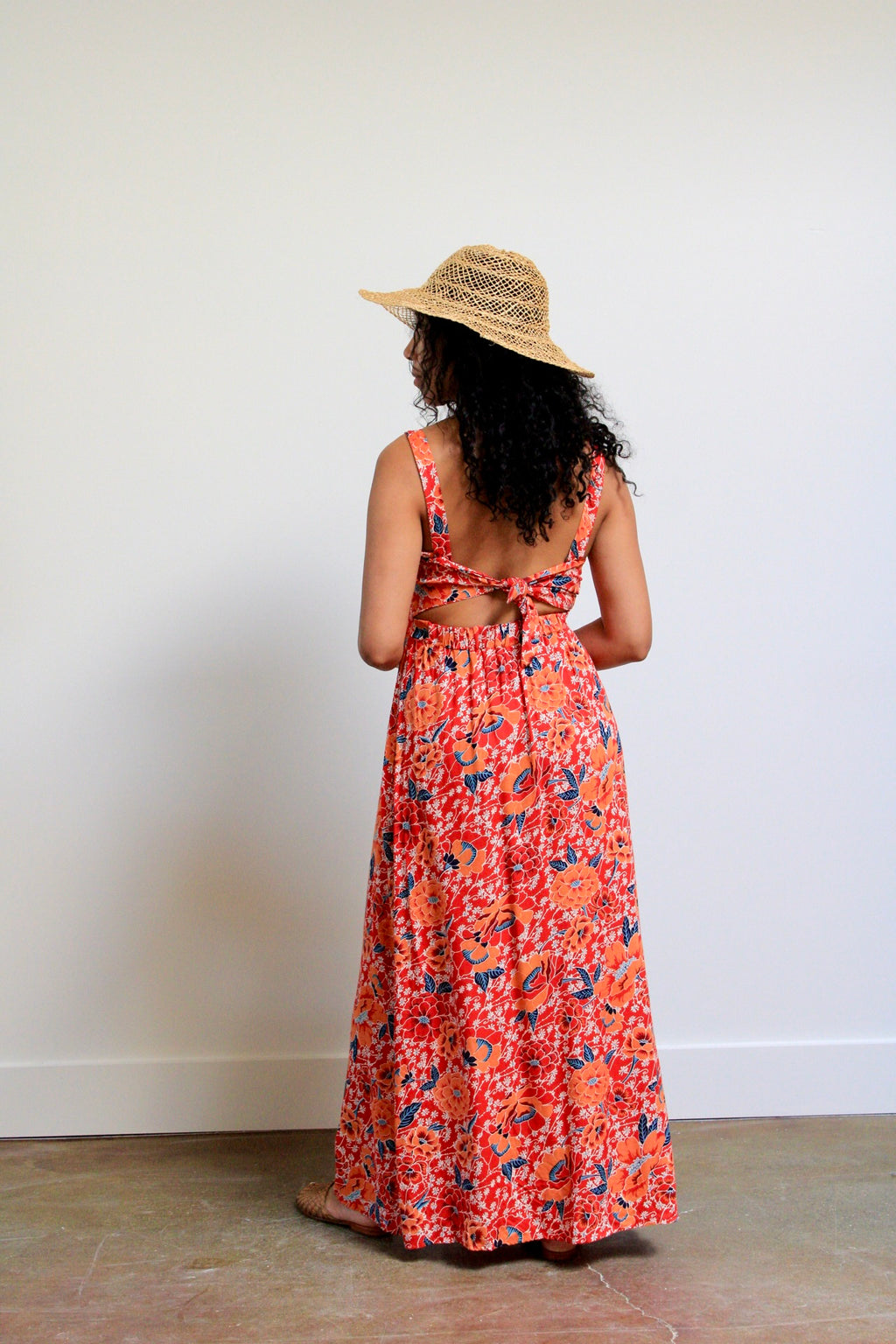 Cut-Out Tropical Midi Dress