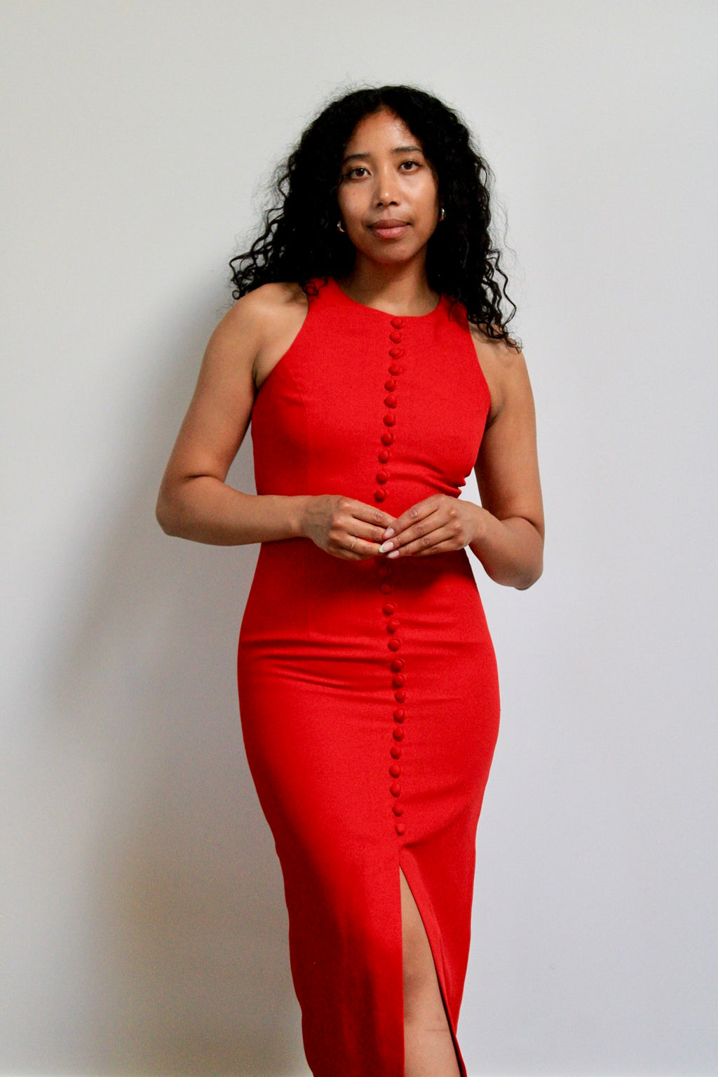 Tailored Crimson Occassion Midi Dress