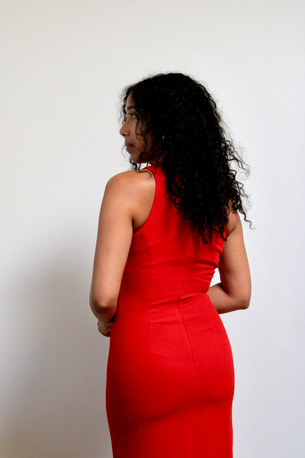 Tailored Crimson Occassion Midi Dress