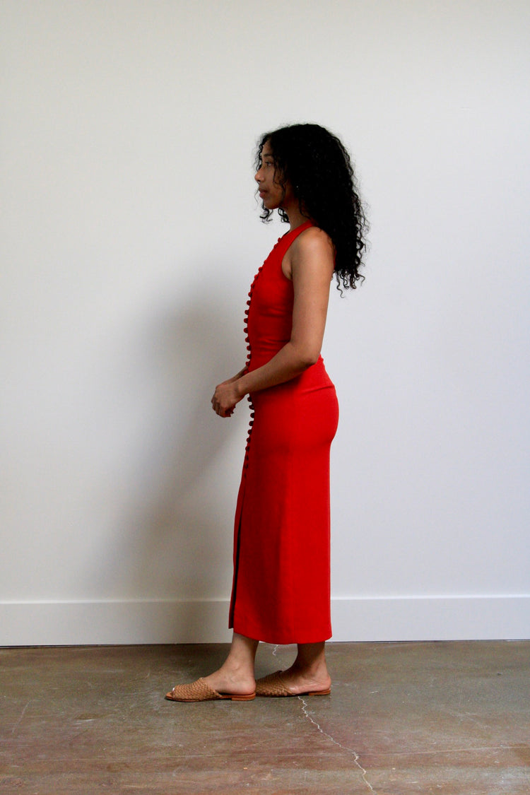 Tailored Crimson Occassion Midi Dress