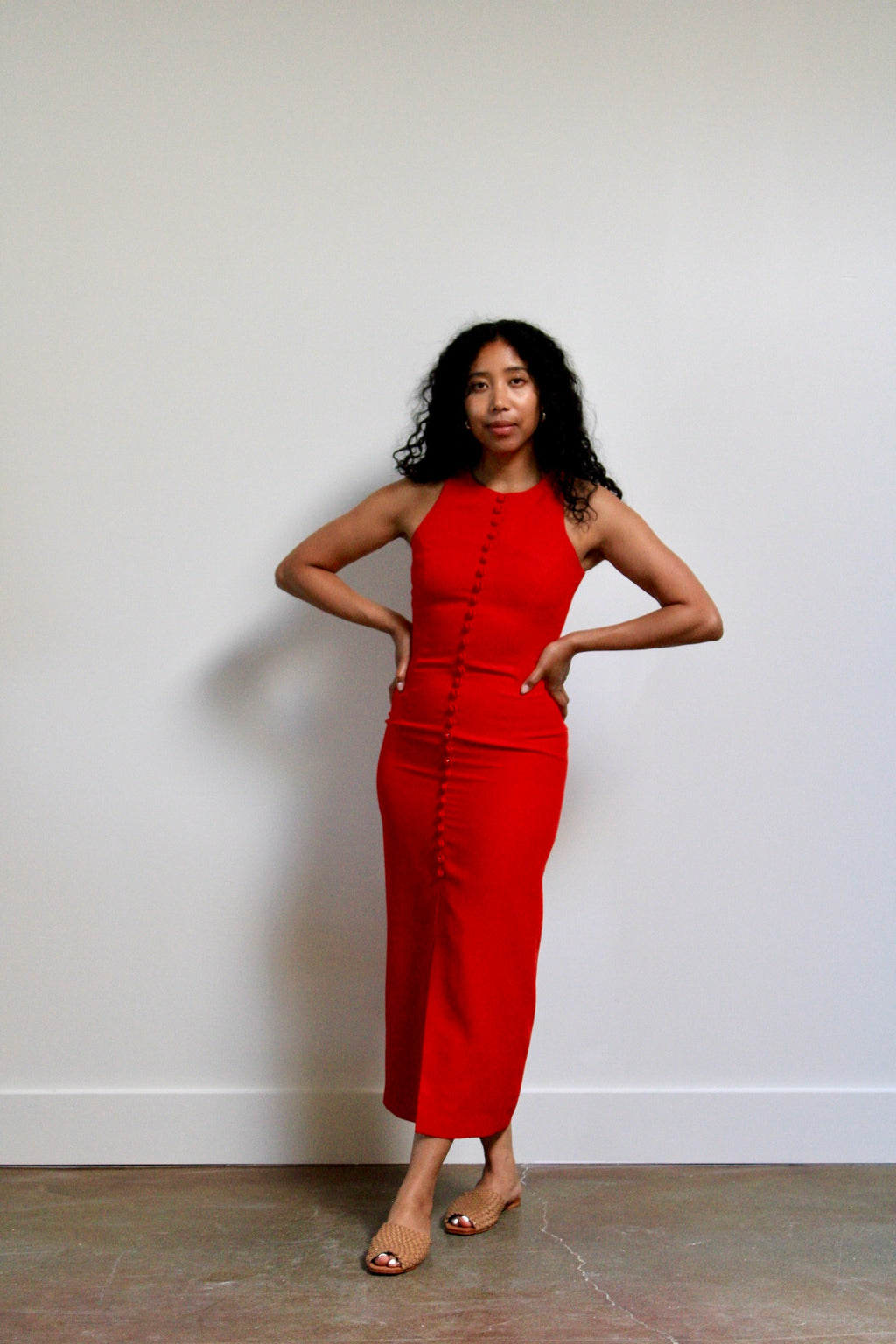 Tailored Crimson Occassion Midi Dress