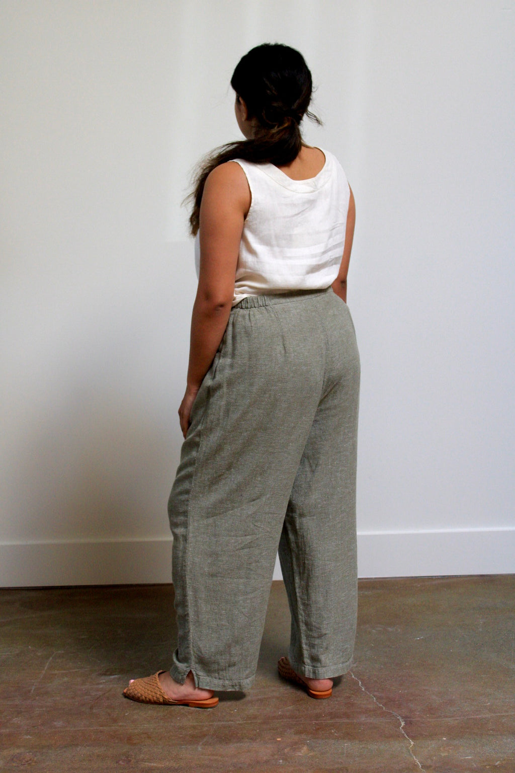 Sage Woven Linen Blend Relaxed Pants