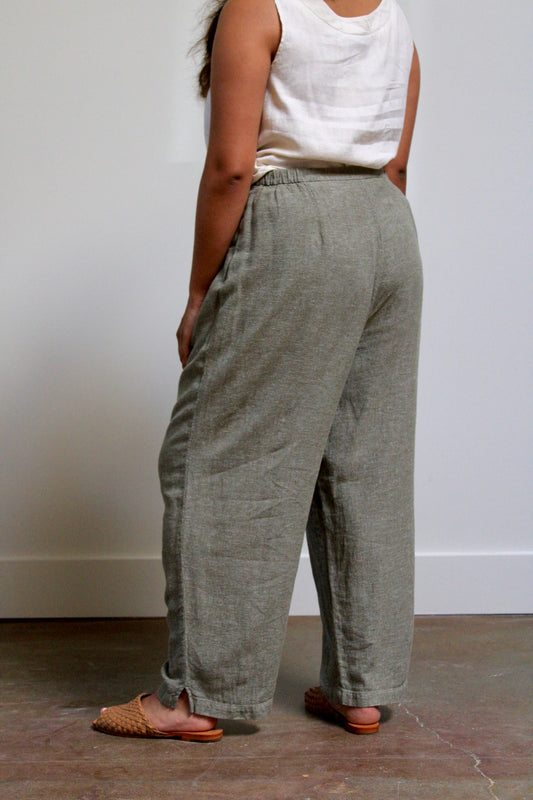 Sage Woven Linen Blend Relaxed Pants