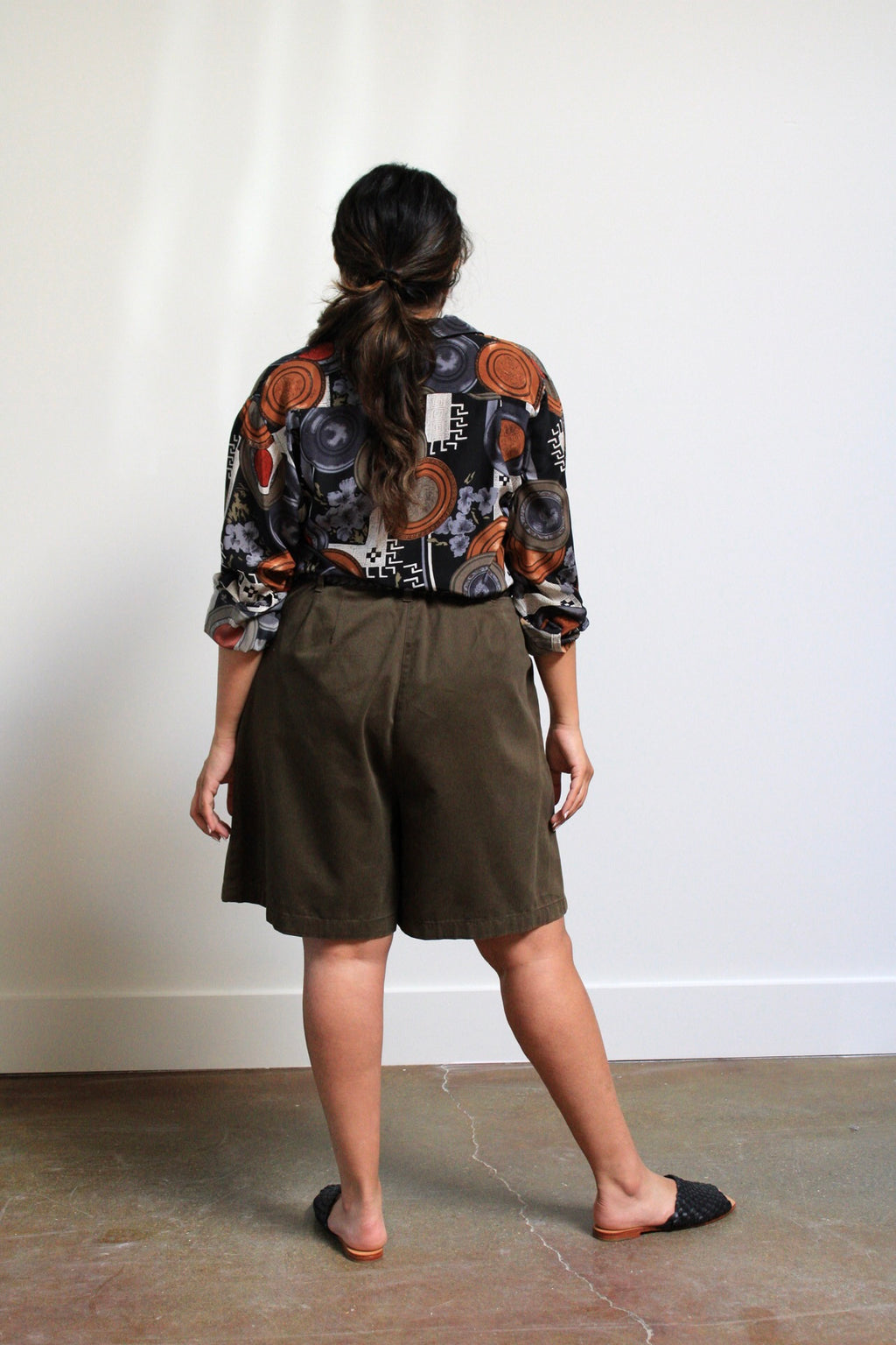 Moody Print Silk Button Down Blouse