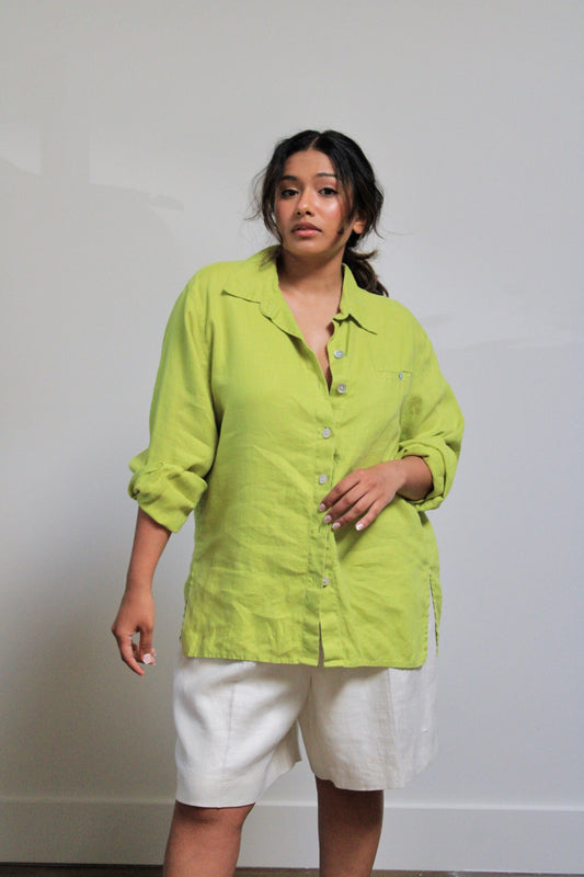 Limey Linen Button Down Shirt