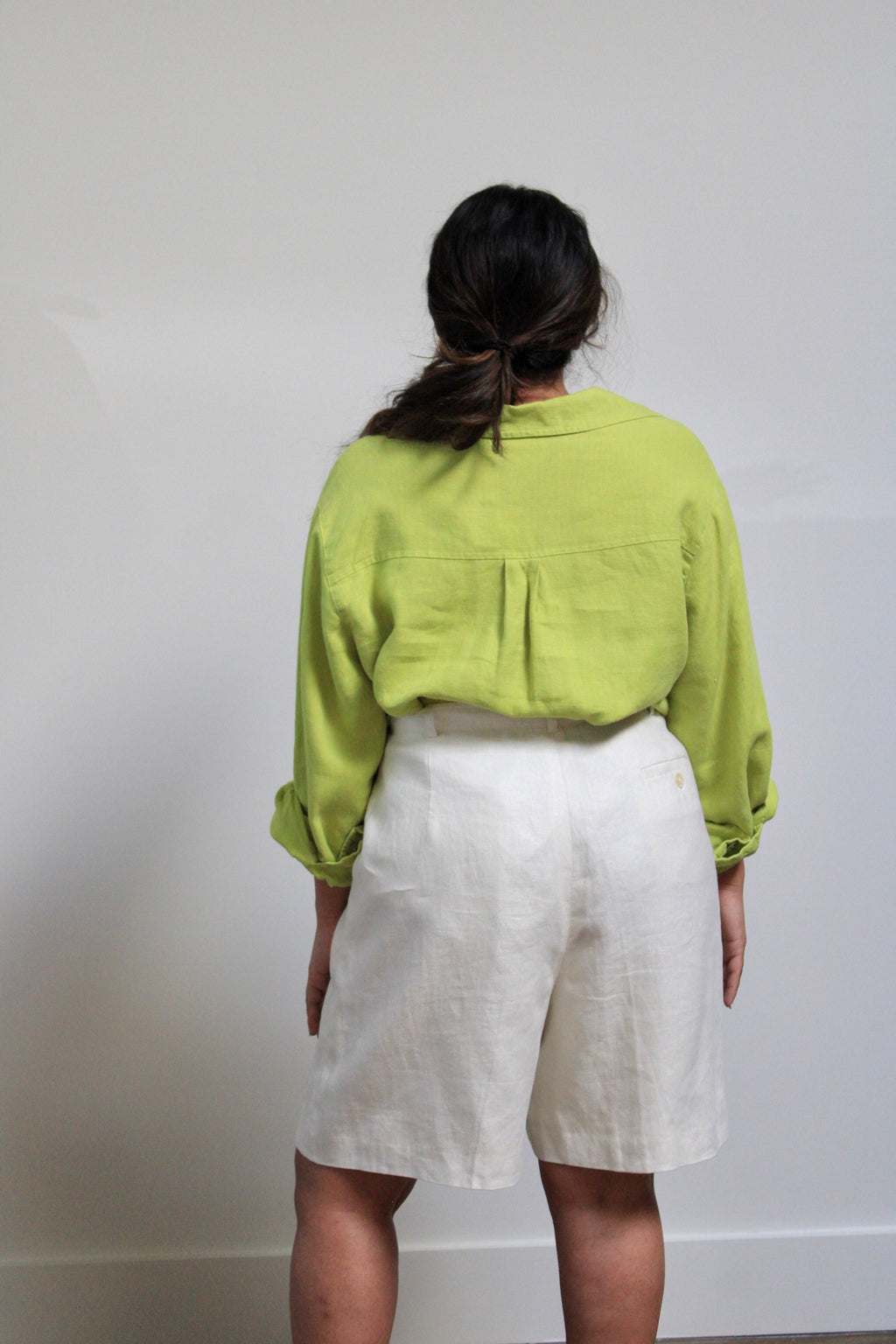 Oatmilk Linen Pleated Trouser Shorts