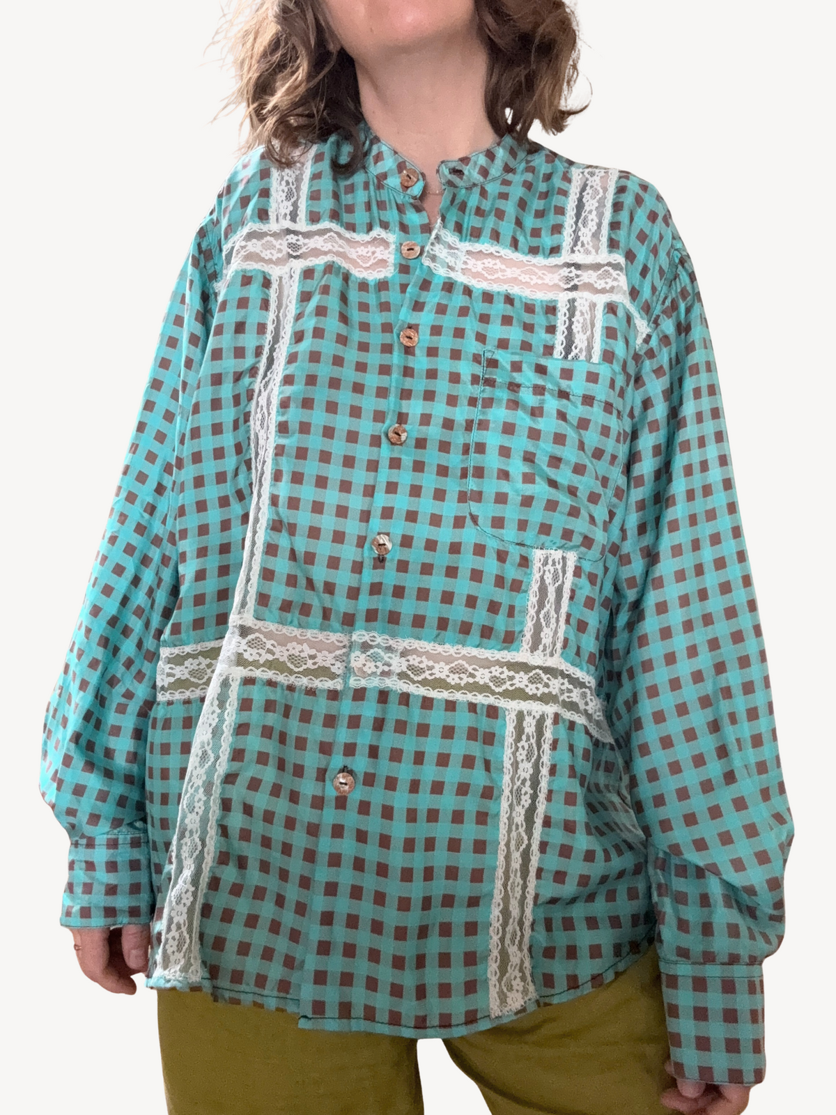 Lace Pocket Button Up