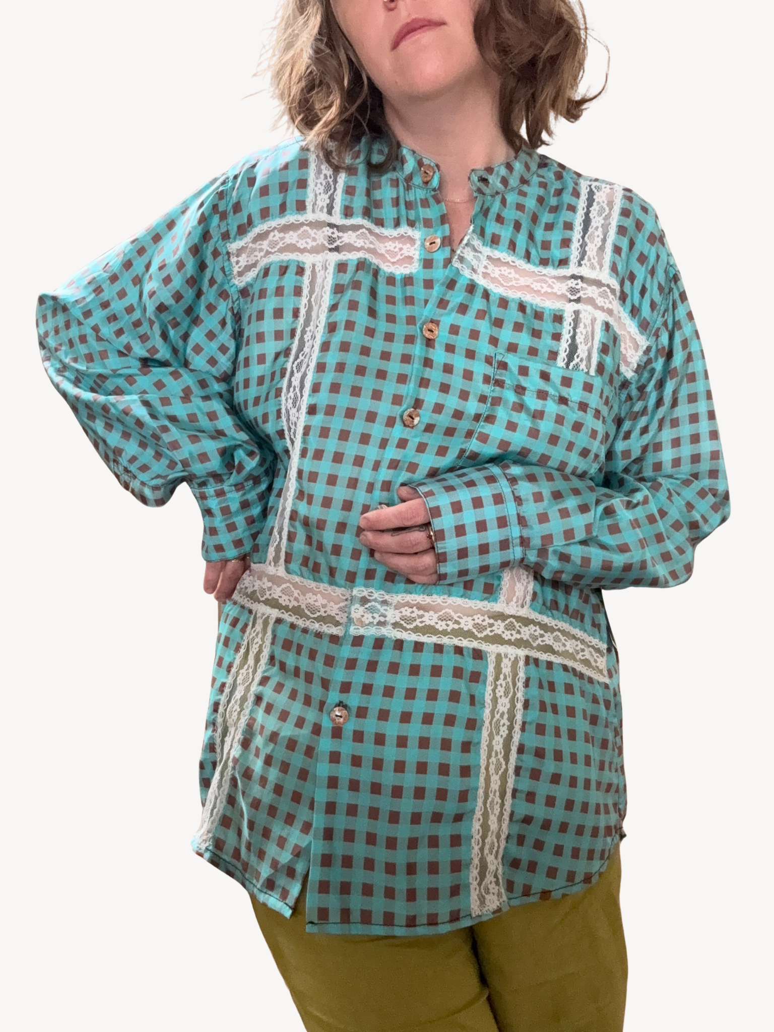 Lace Pocket Button Up