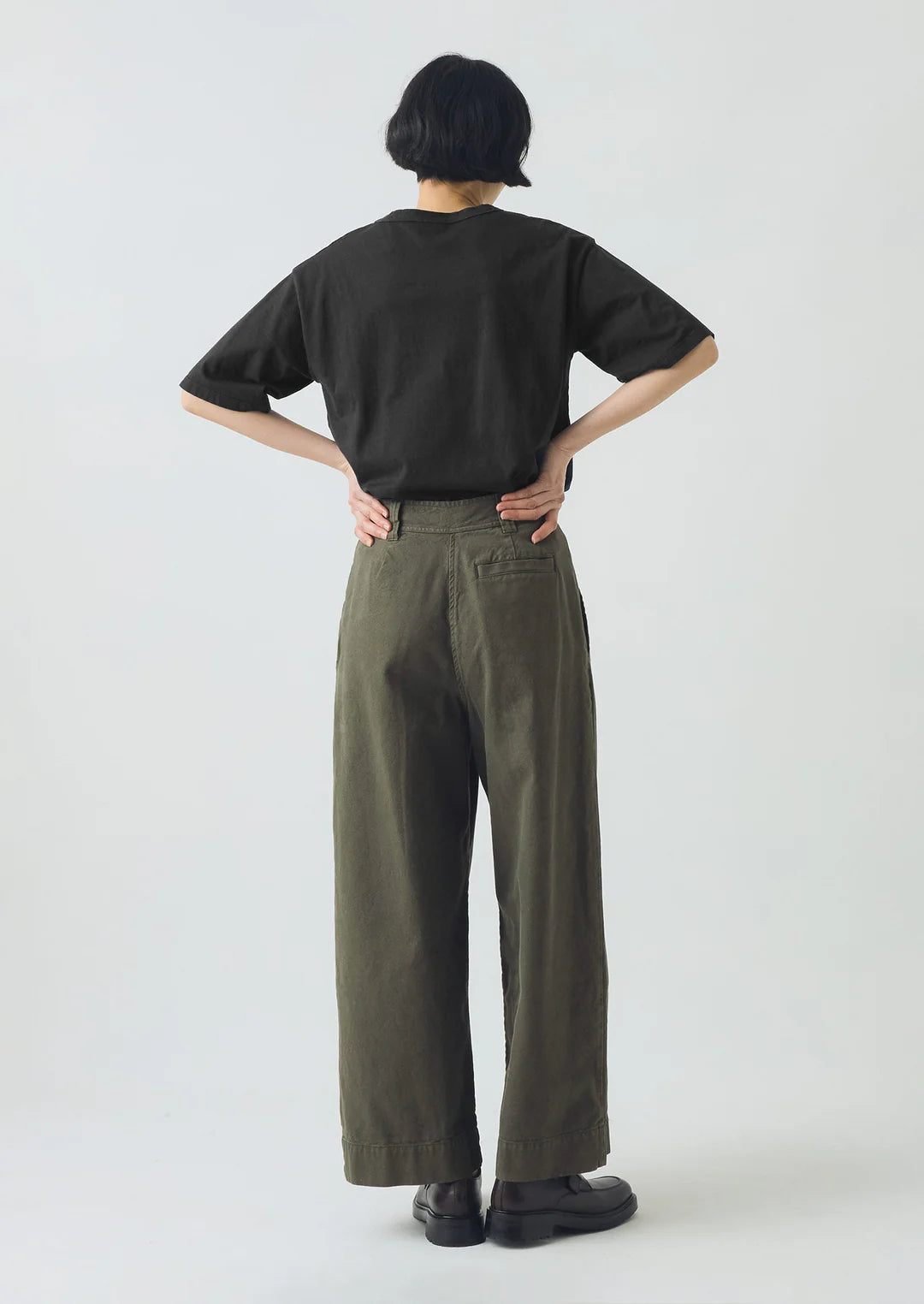 Cotton Canvas Pleat Front Trouser