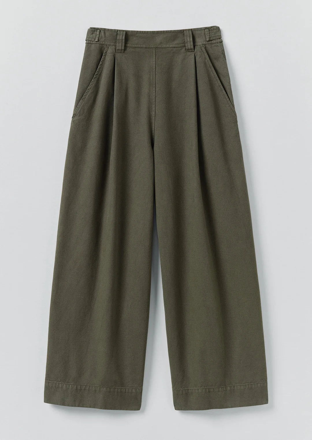 Cotton Canvas Pleat Front Trouser