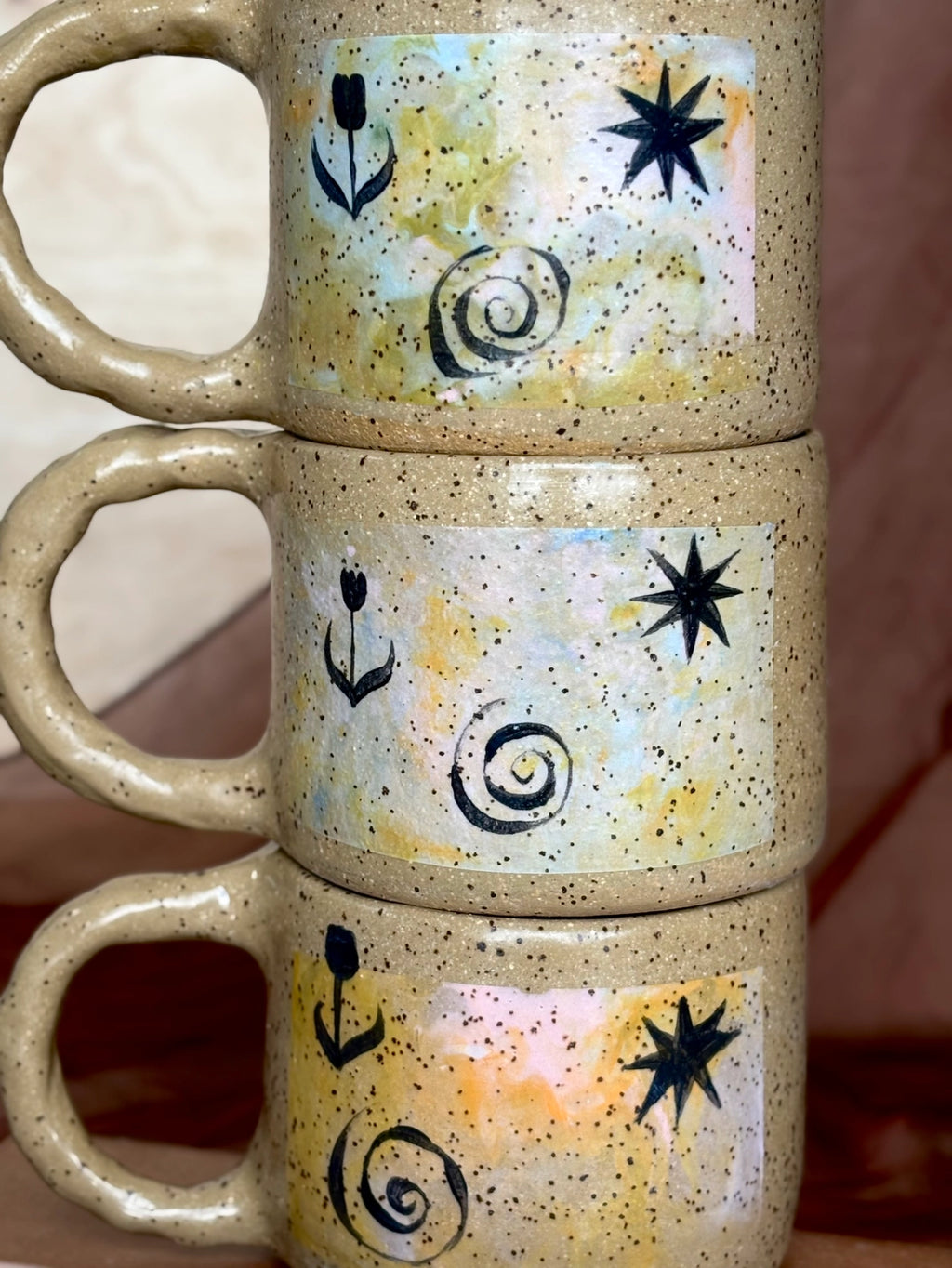 Swirly Flower Star Mugs