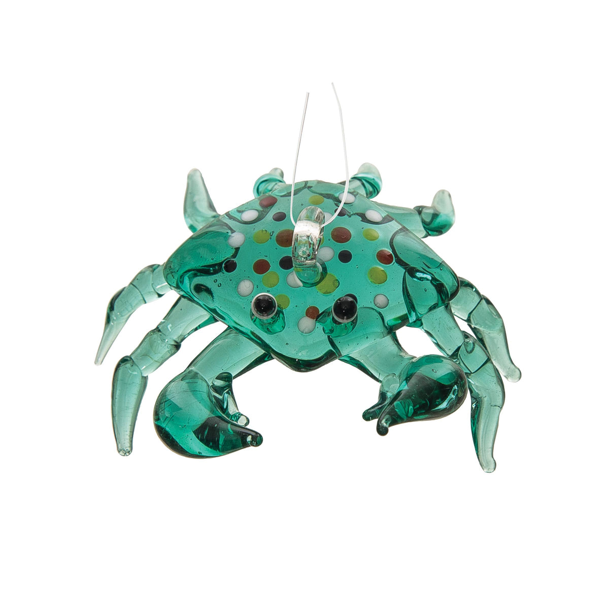 Aqua Crab Glass Ornament