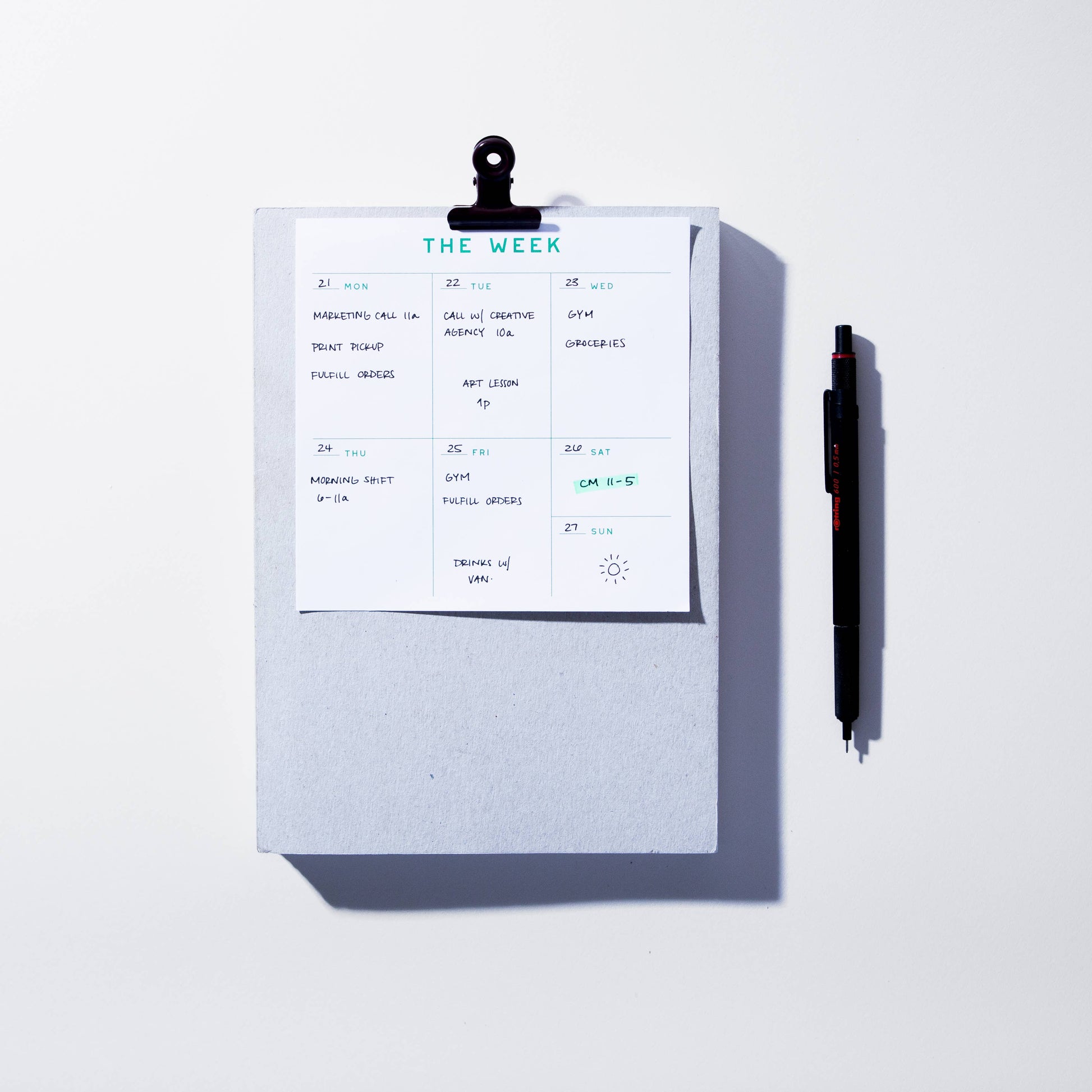 Small Weekly Desk Planner Notepad