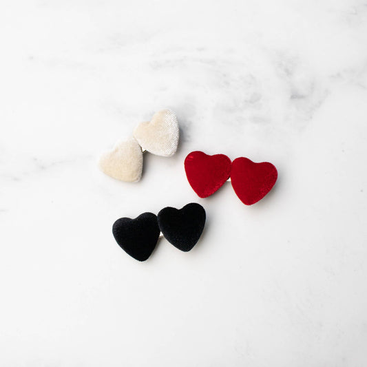 Double Velvet Heart Hair Pin