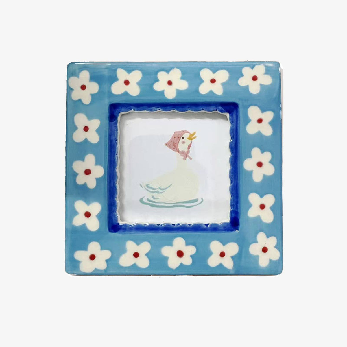 Hand-painted Ceramic Photo Frame - Blue