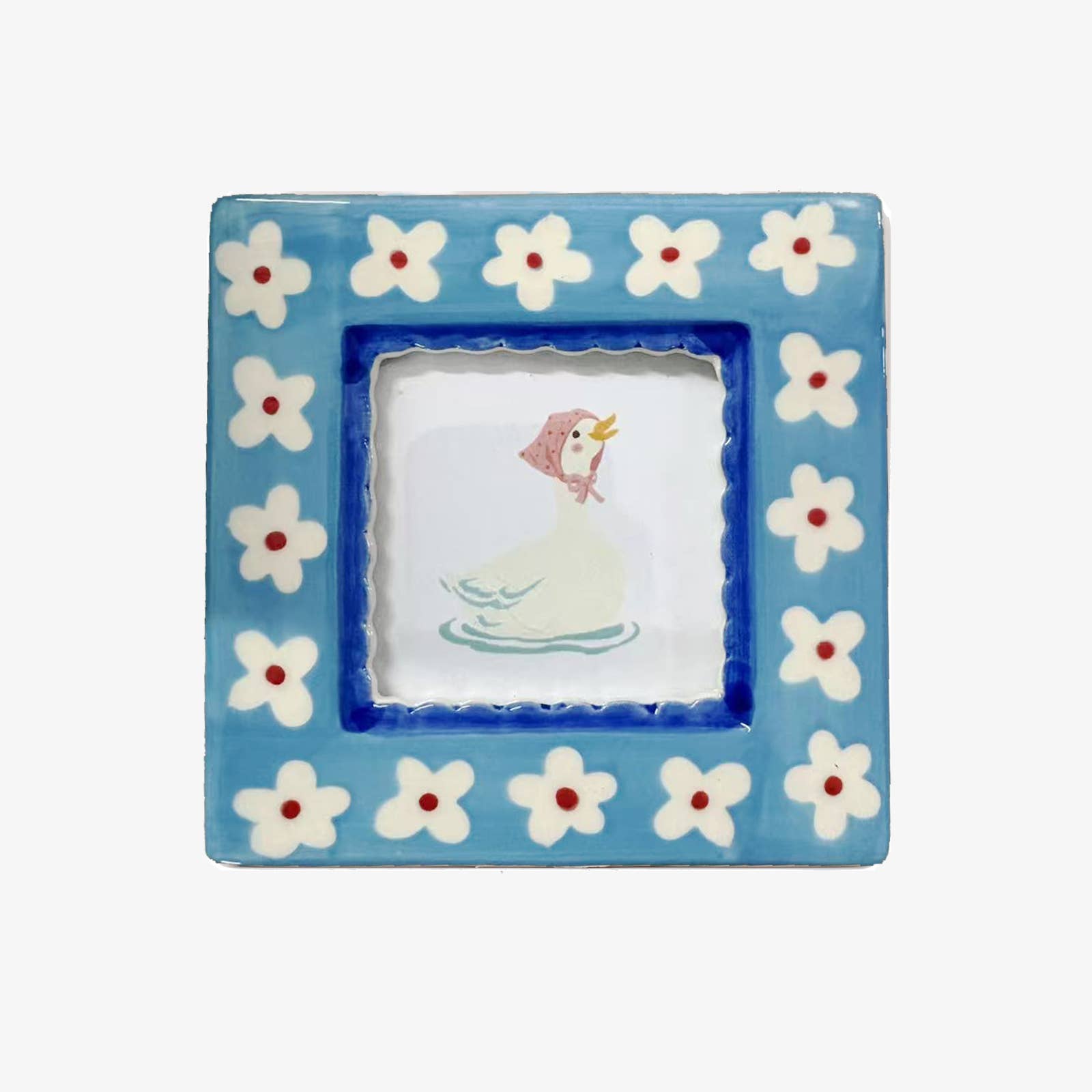 Hand-painted Ceramic Photo Frame - Blue