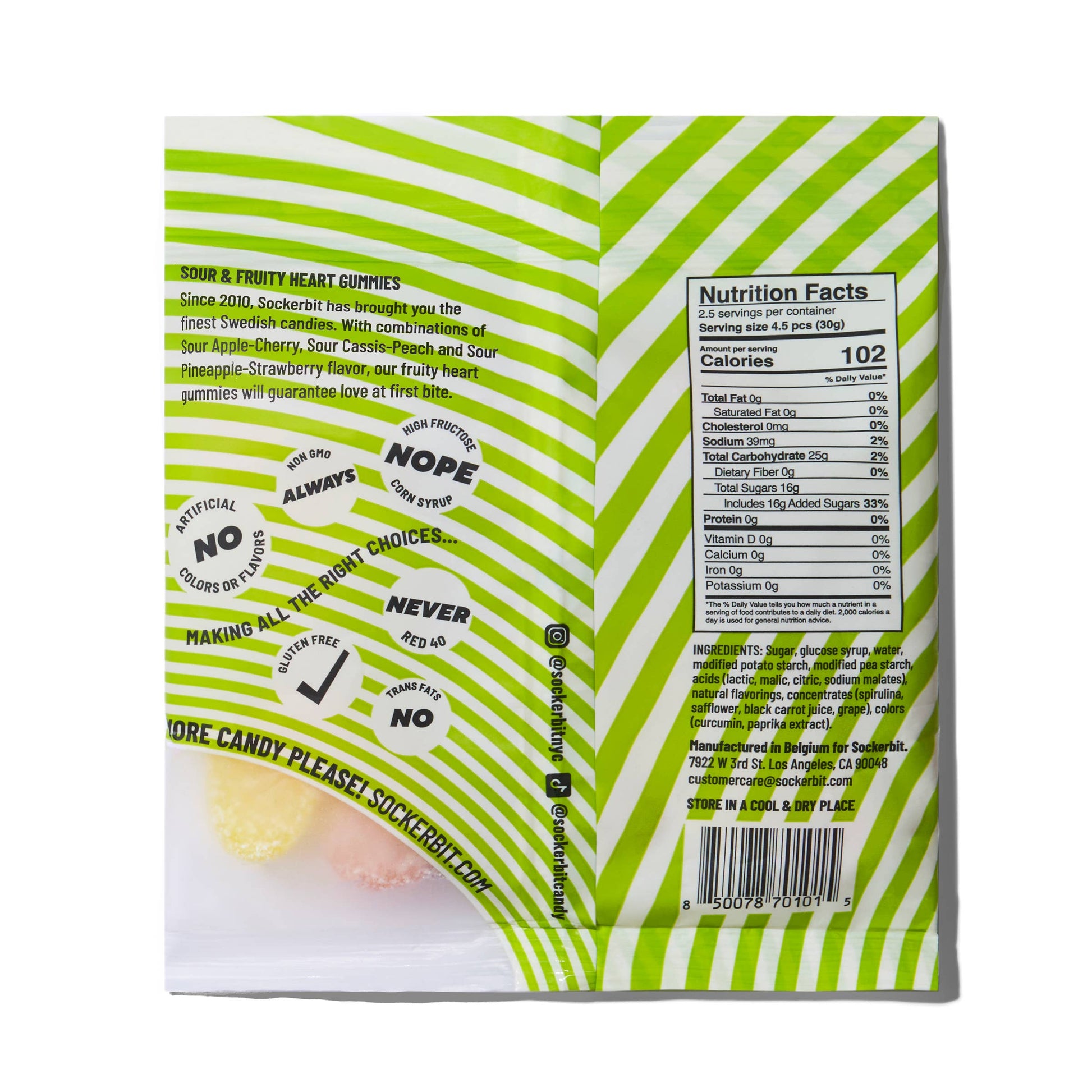 Sour Fruity Heart Gummies Swedish Candy Bag