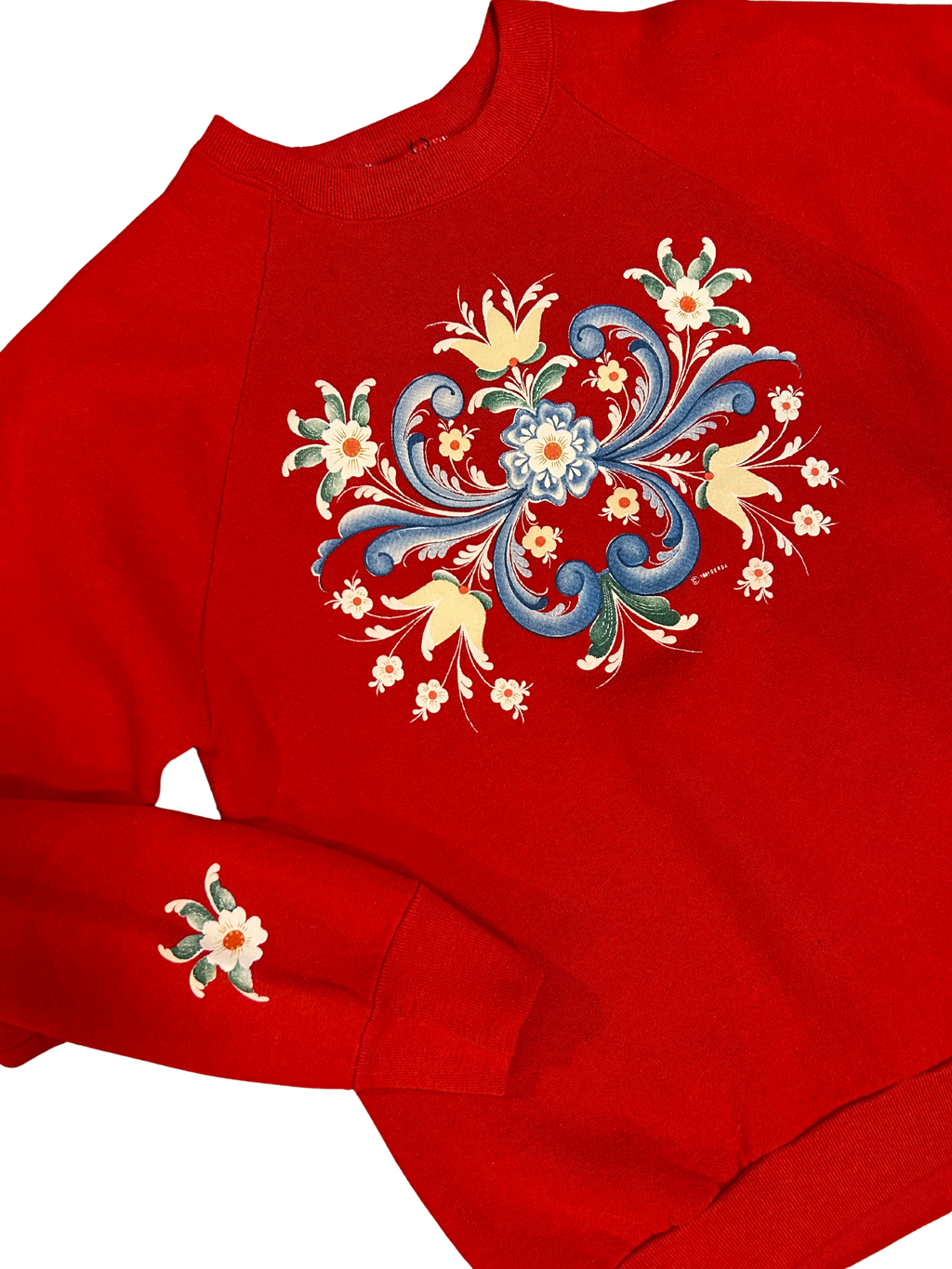 Hanes Vintage Red Floral Crewneck