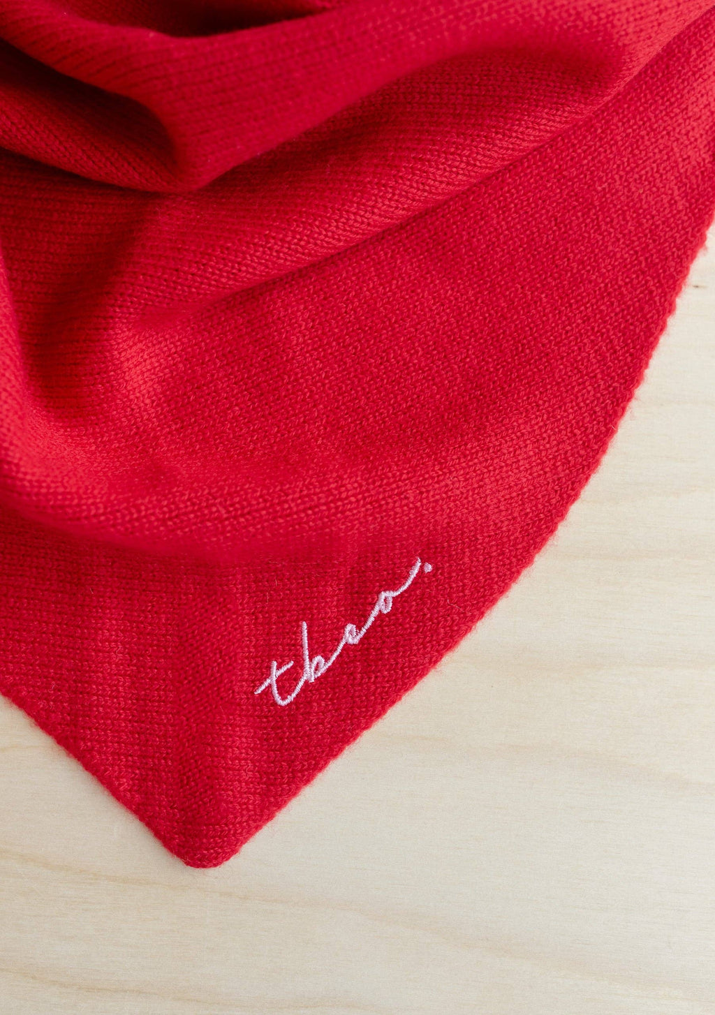Large Merino Triangle Scarf in Red
