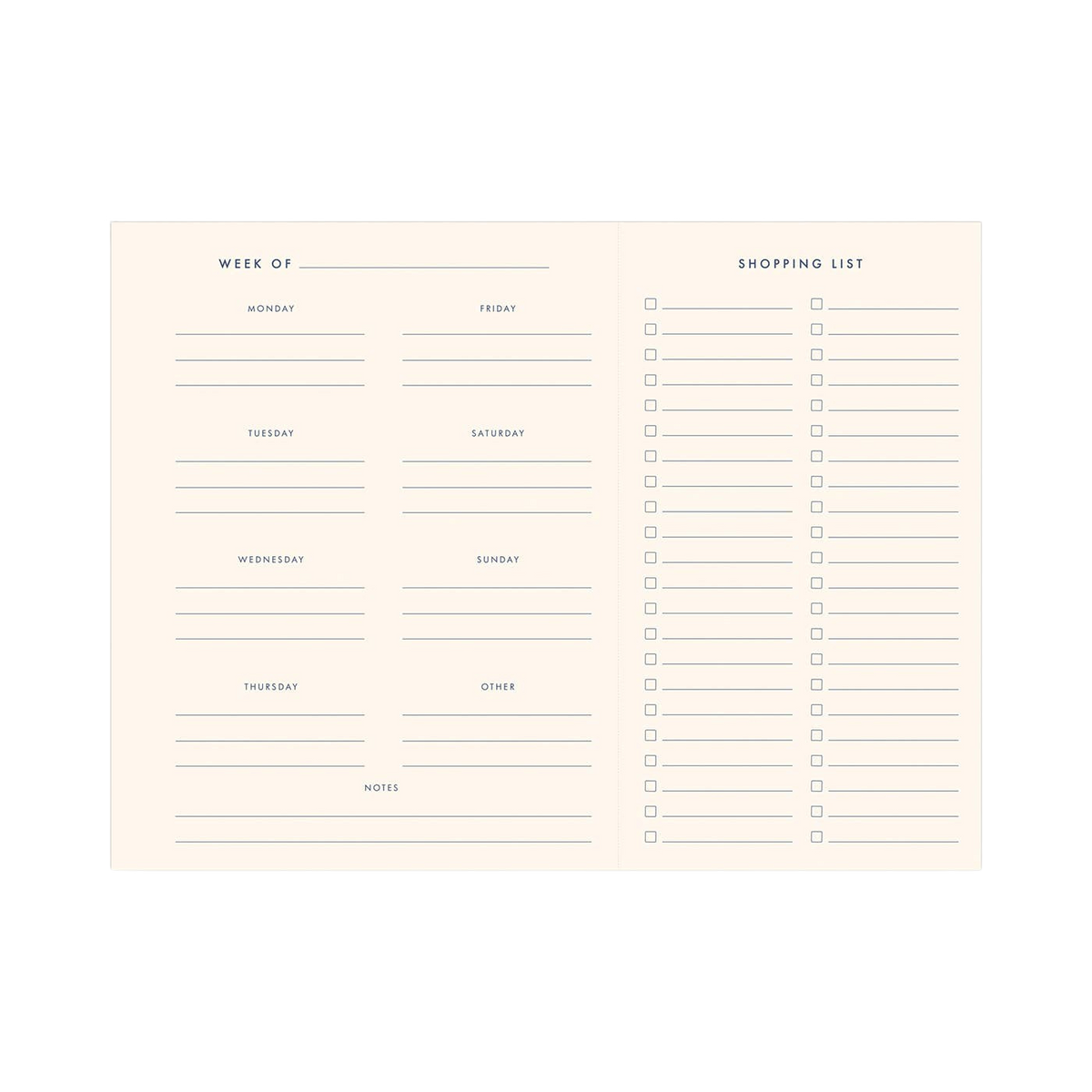 Standard Type Meal Planner