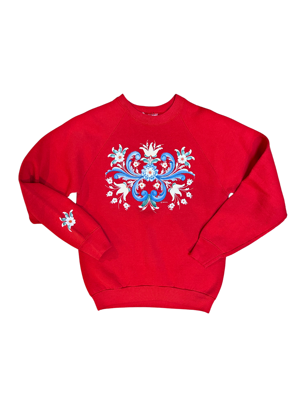 Hanes Vintage Red Floral Crewneck