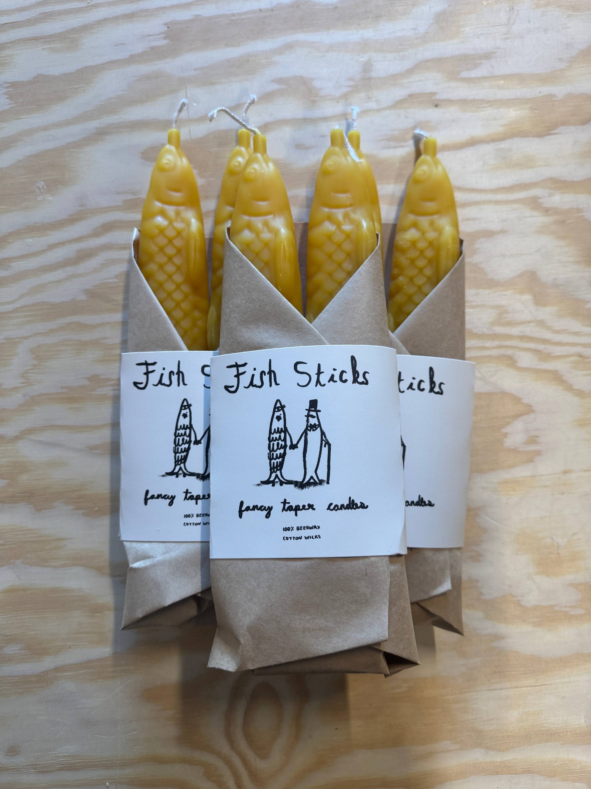 FISH STICKS - Beeswax Fish Shaped Taper Candles