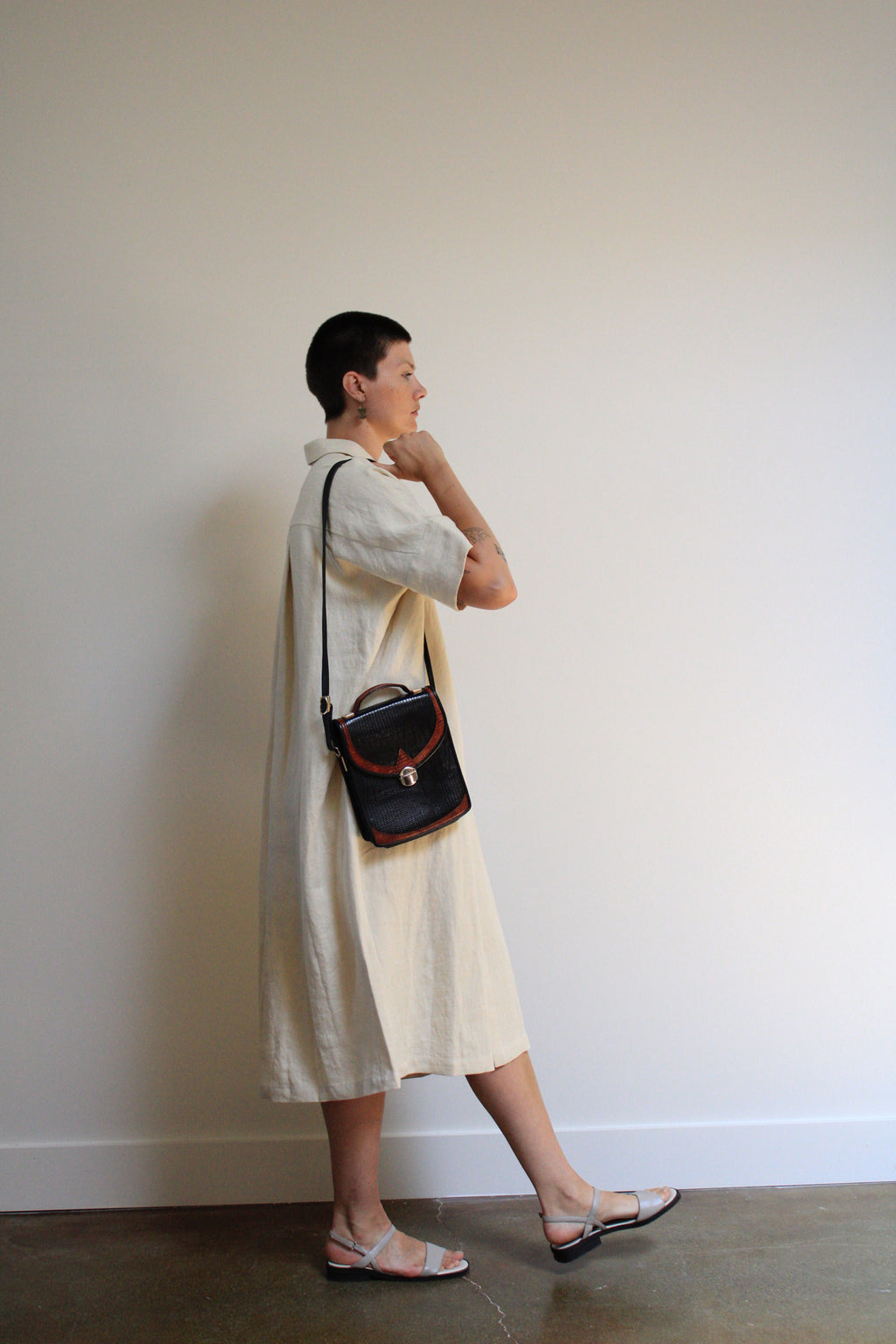 Snakeskin Embossed Crossbody Satchel