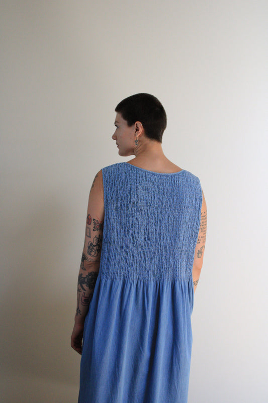 Smocked Chambray Maxi Dress