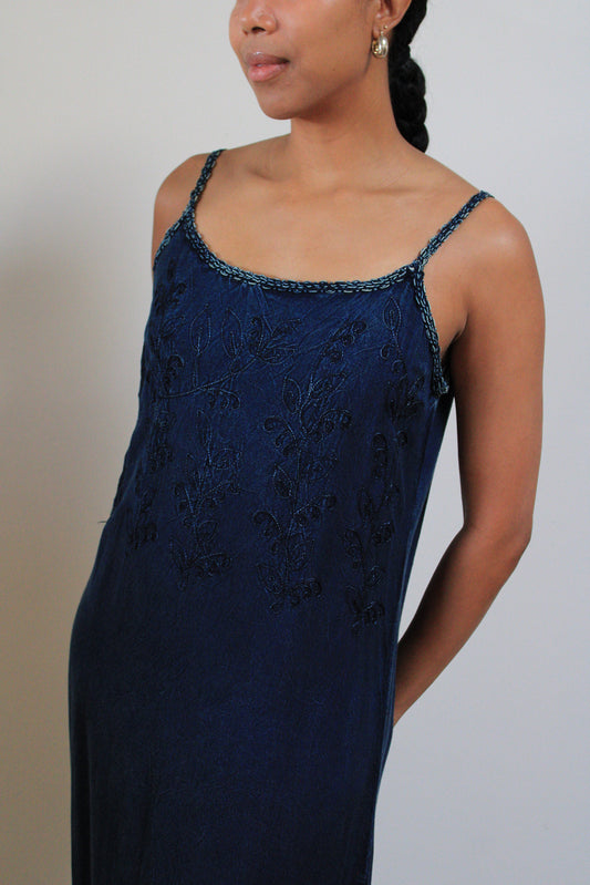 Indigo Embroidered Maxi Dress