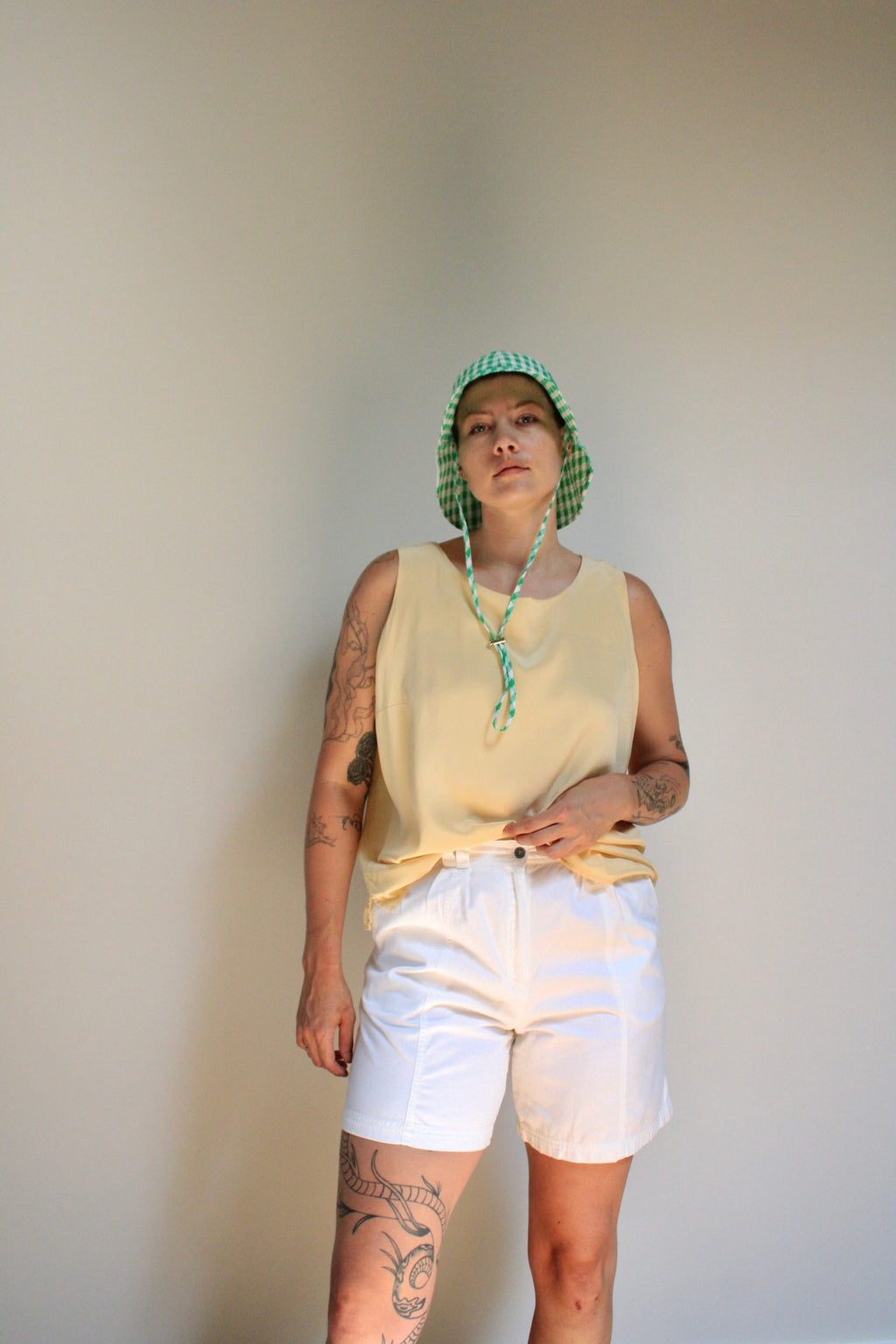 White High Rise Trouser Shorts