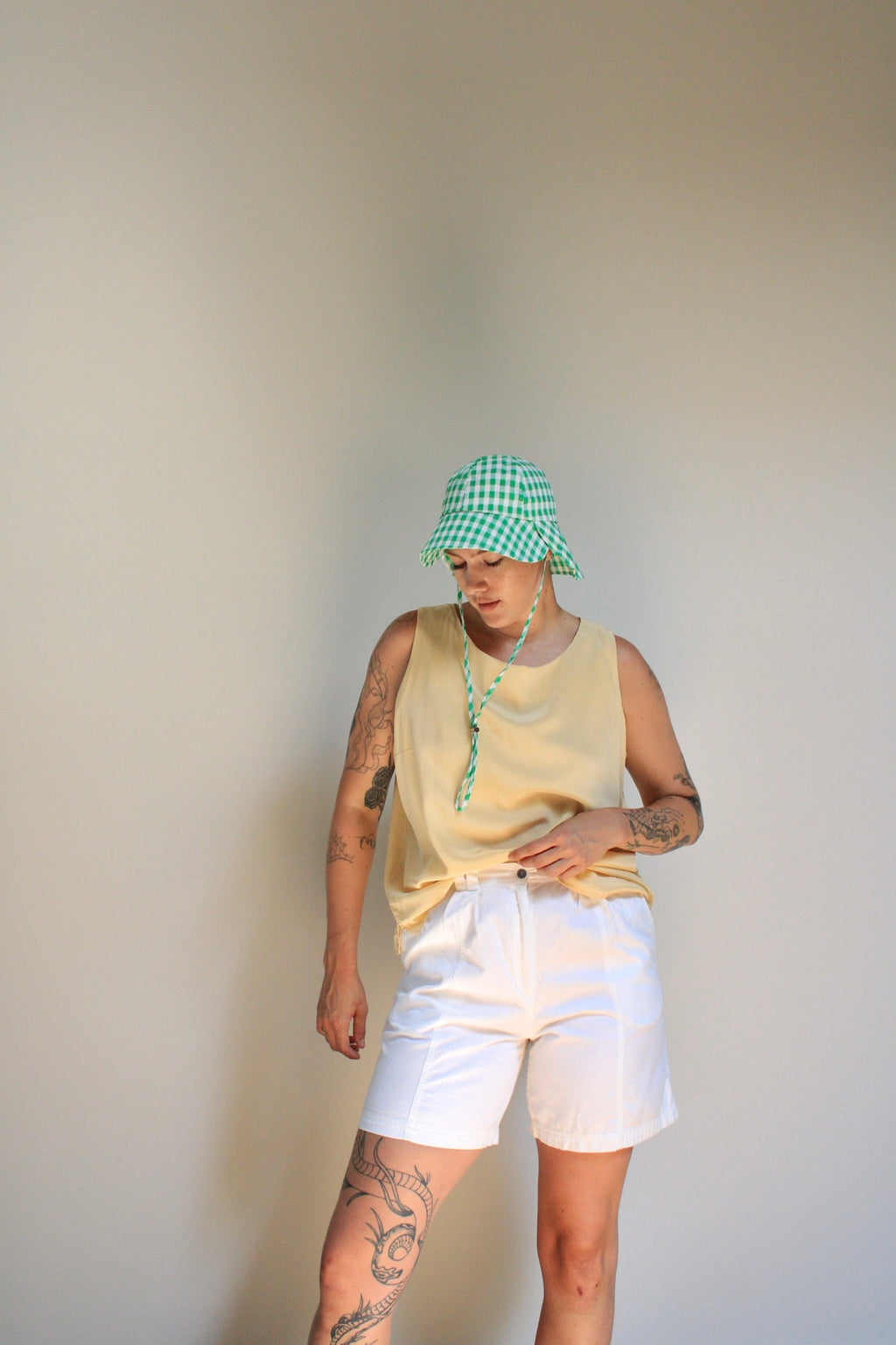 White High Rise Trouser Shorts