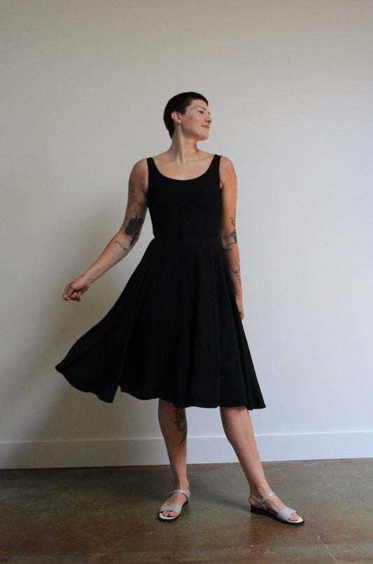 Black Tailored Twirl Dress