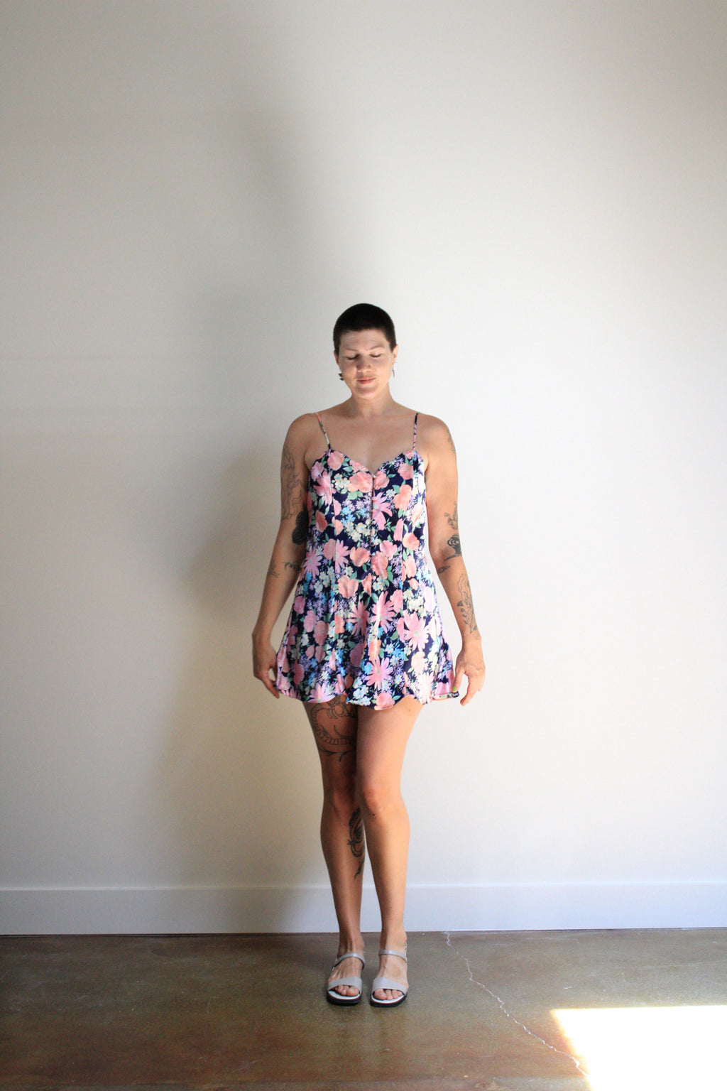 Floral Satin Mini Slip Dress