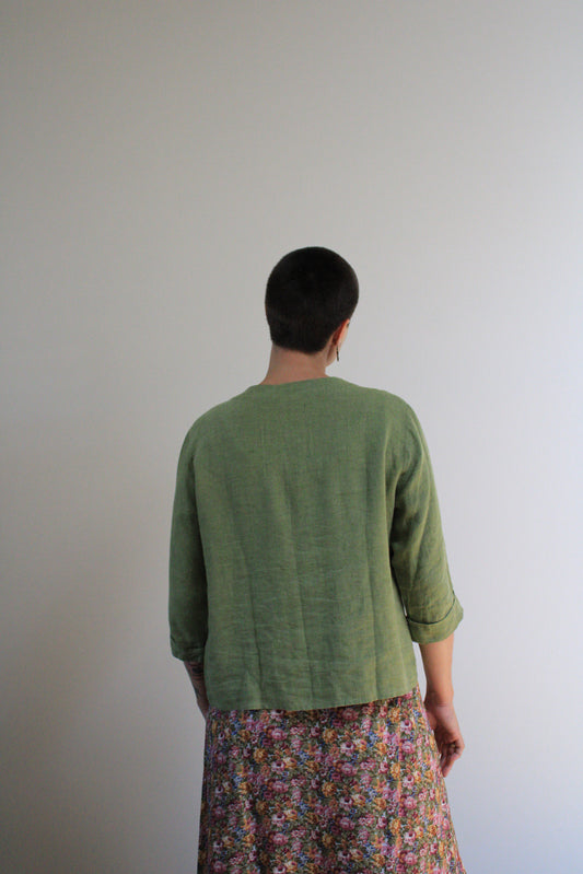 Pistachio Flax Button Front Top