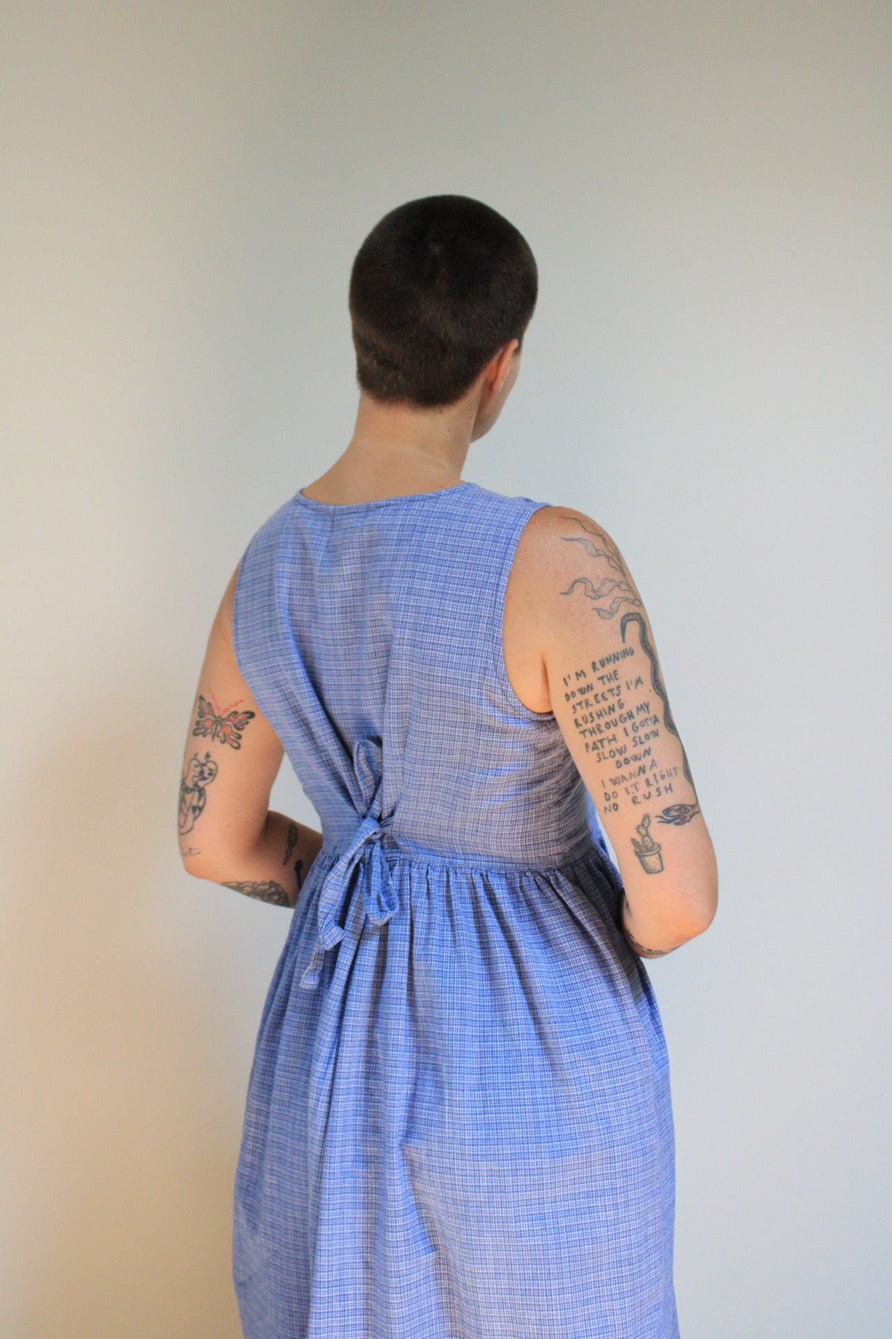 Checked Button Front Cotton Dress