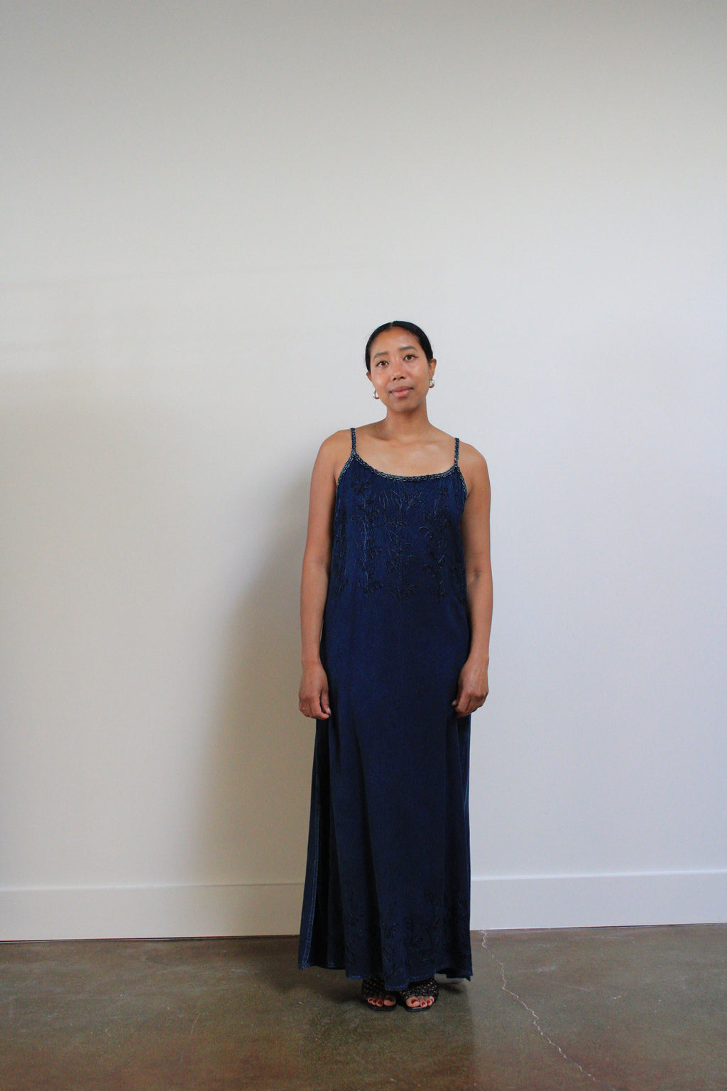 Indigo Embroidered Maxi Dress