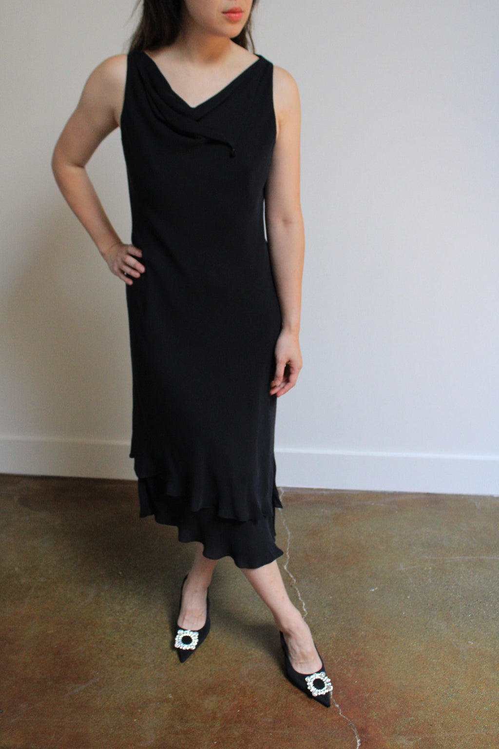 Silk Cowl Neck Dress