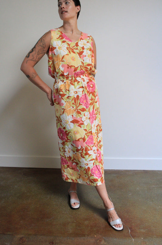 Linen Floral Skirt Set