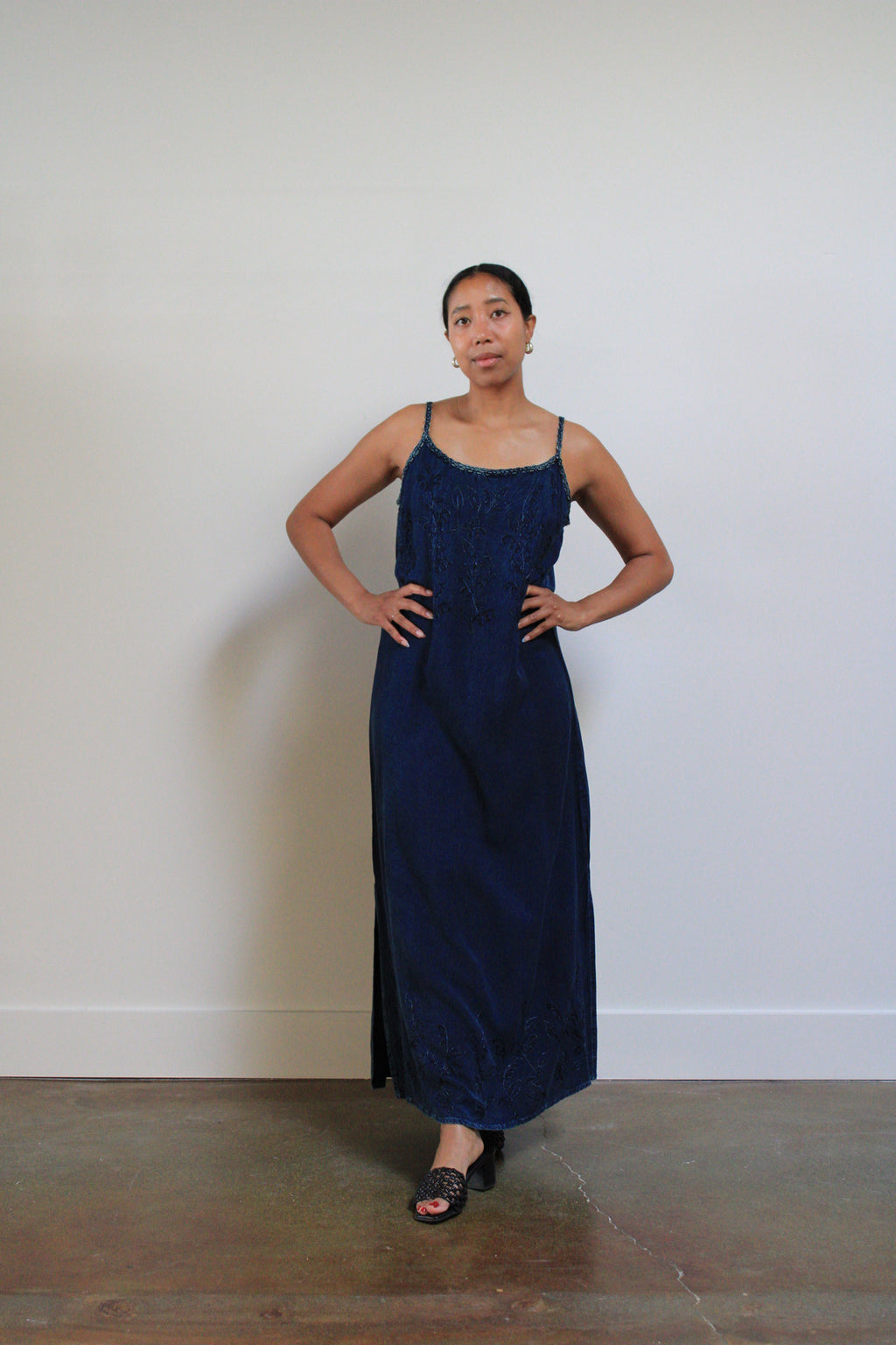 Indigo Embroidered Maxi Dress