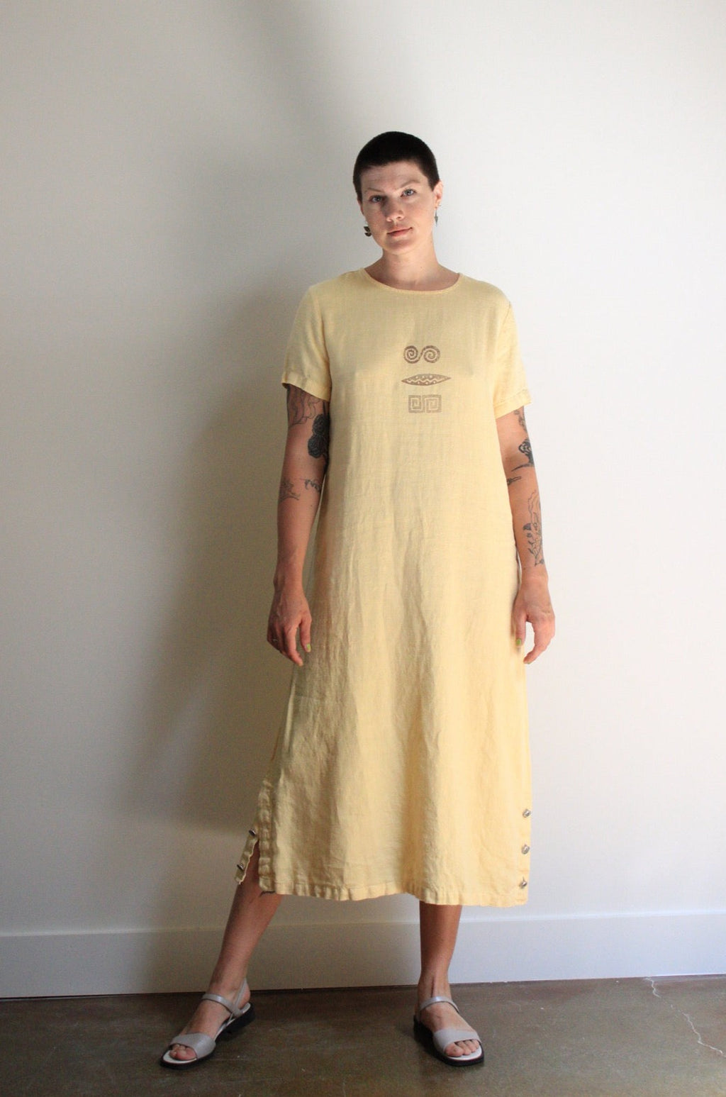 Apricot Linen Maxi Dress