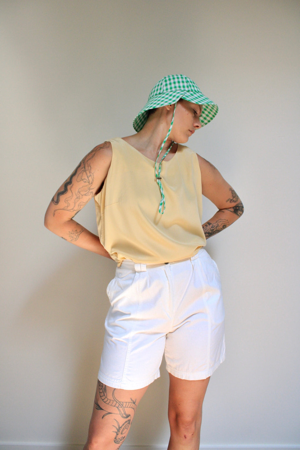 White High Rise Trouser Shorts