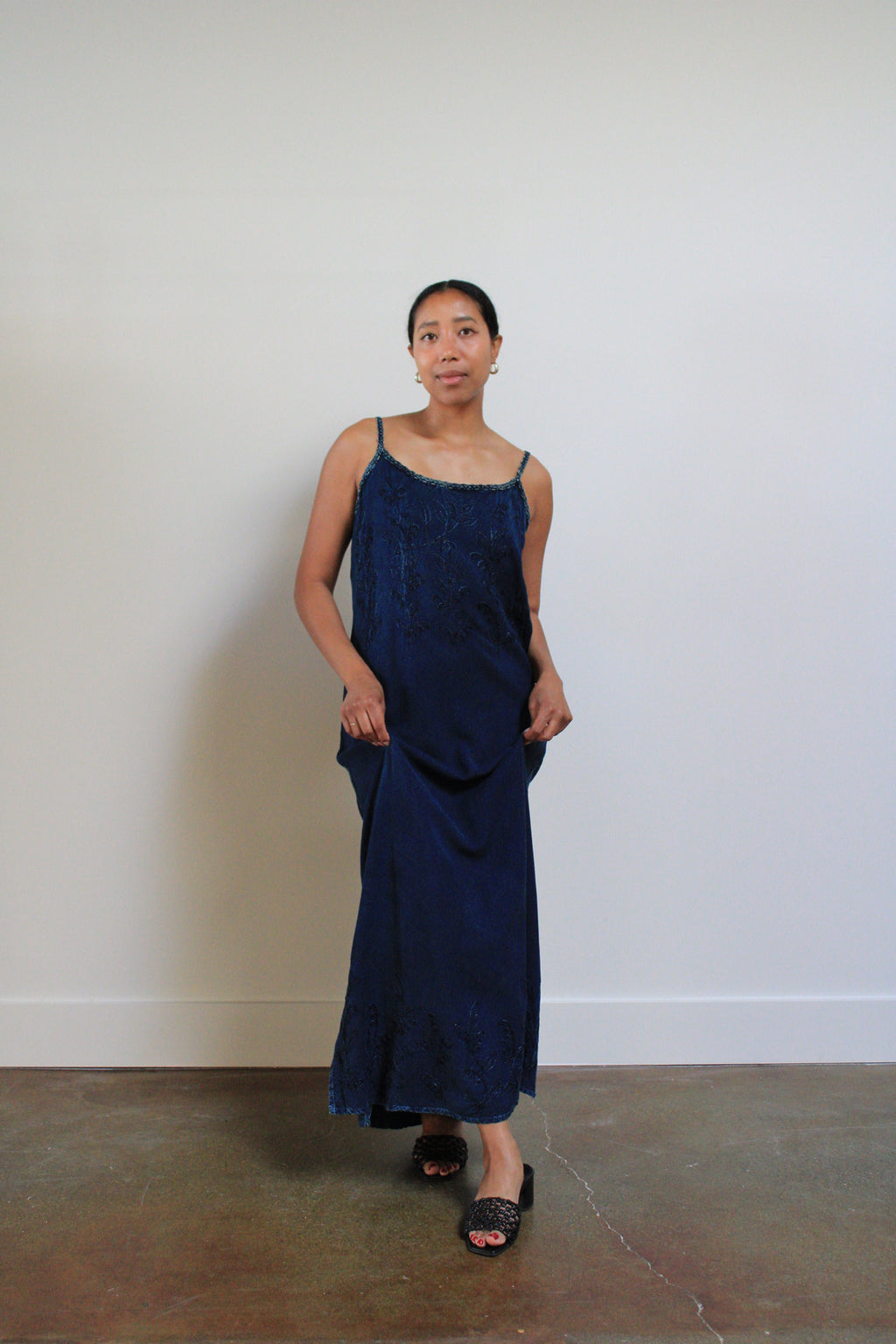Indigo Embroidered Maxi Dress
