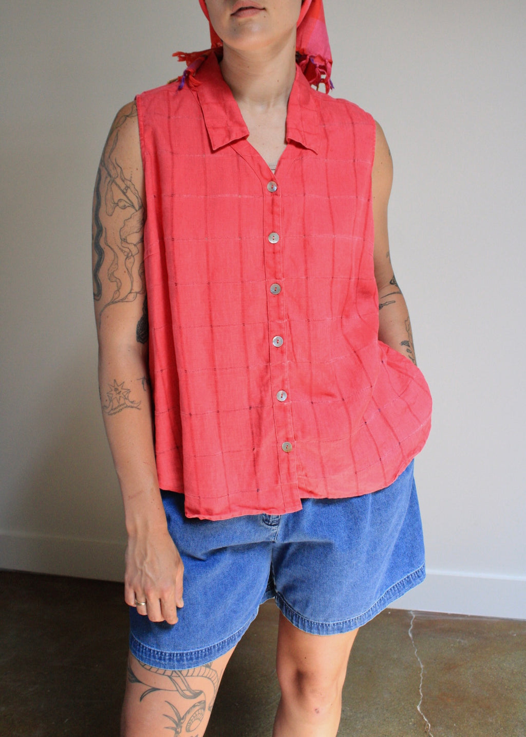 Fuschia Linen Sleeveless Top