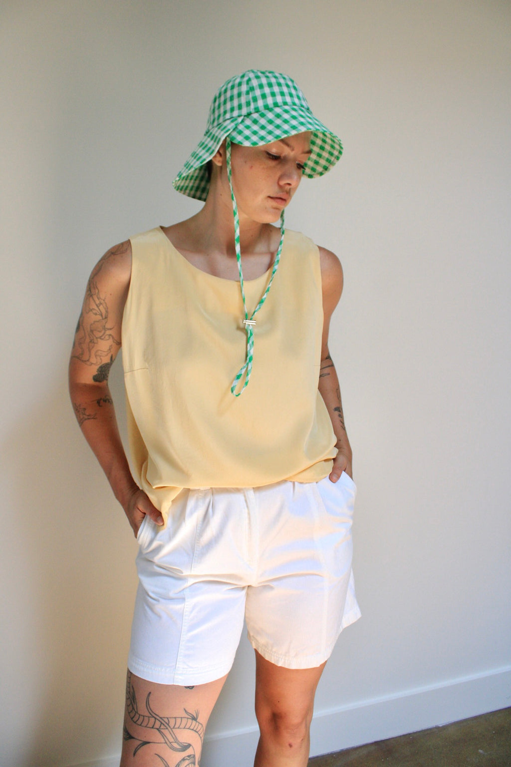 White High Rise Trouser Shorts