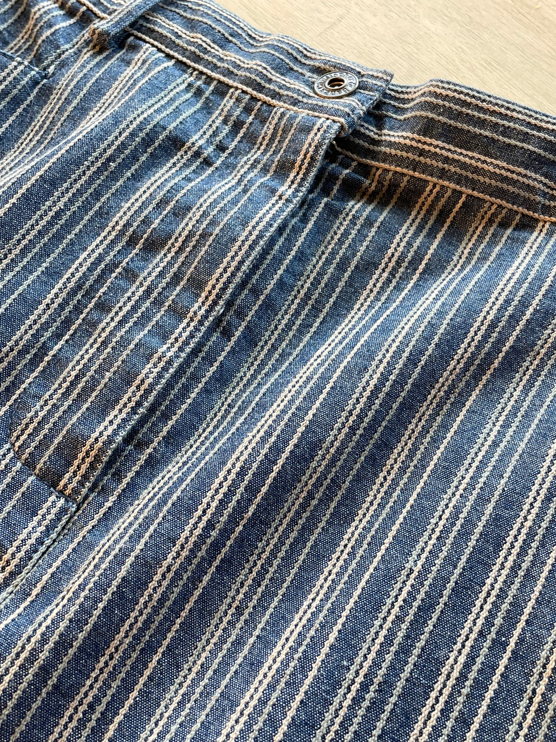 Embroidered Pinstripe Denim Midi Skirt