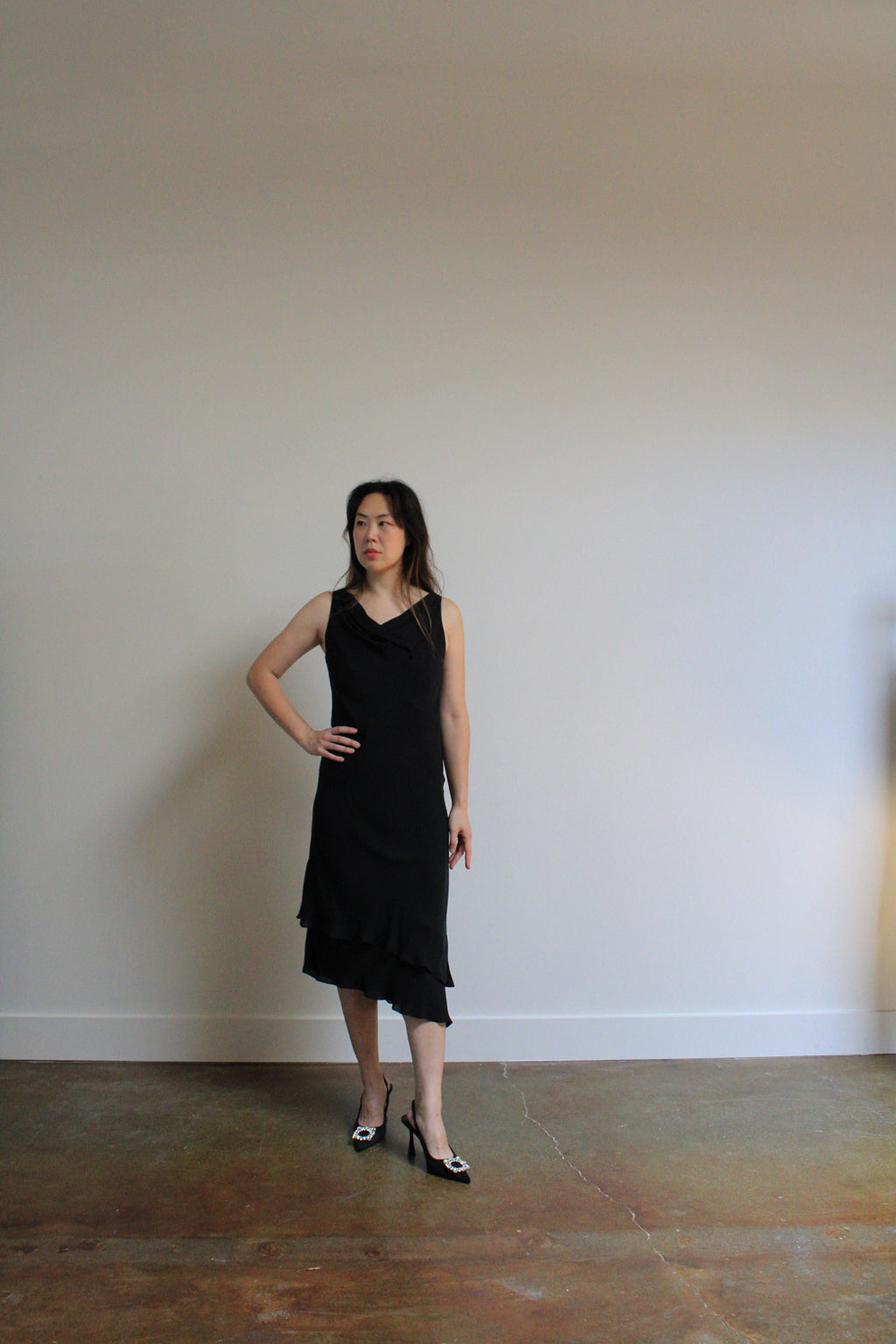 Silk Cowl Neck Dress