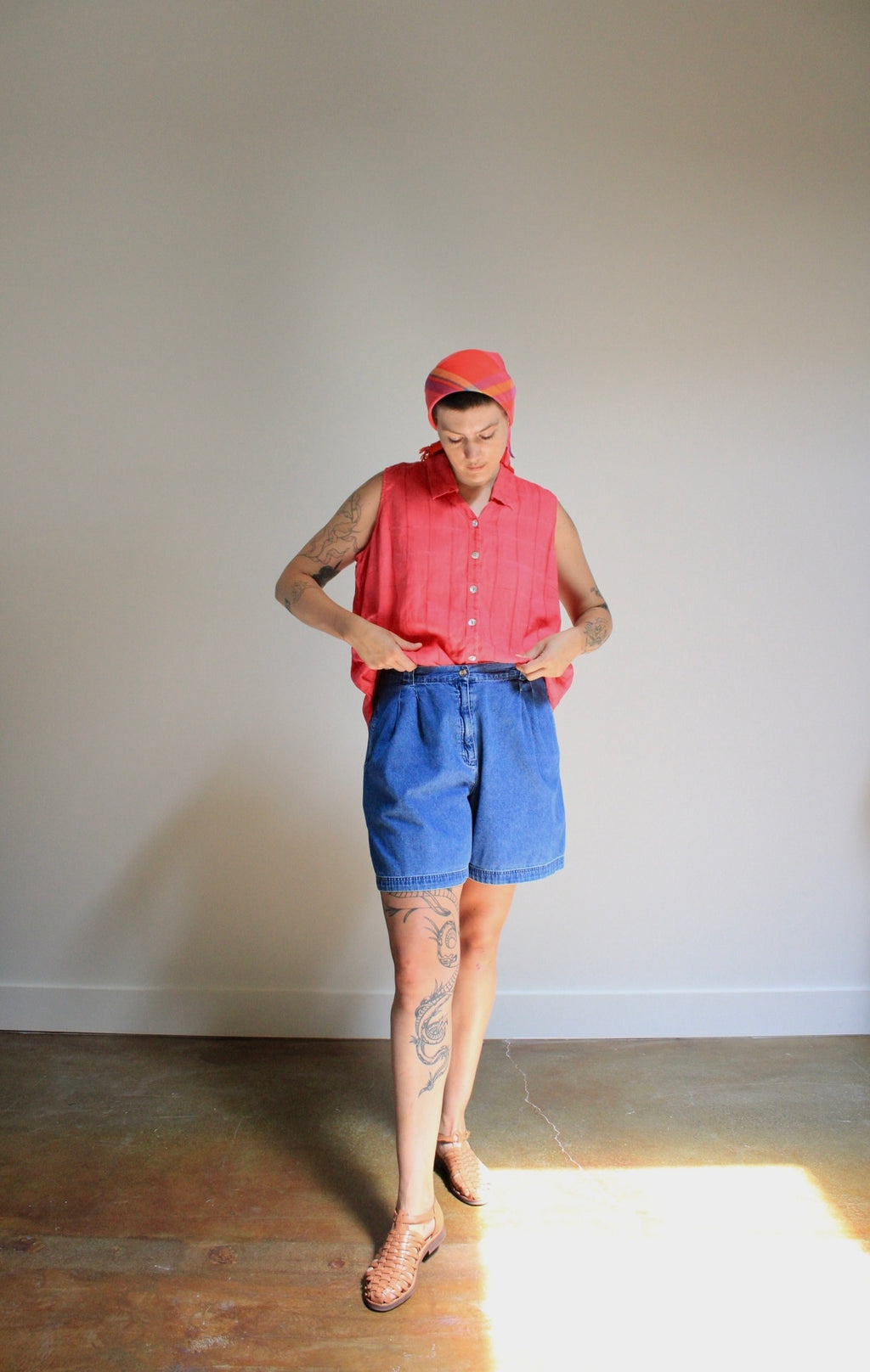 Fuschia Linen Sleeveless Top